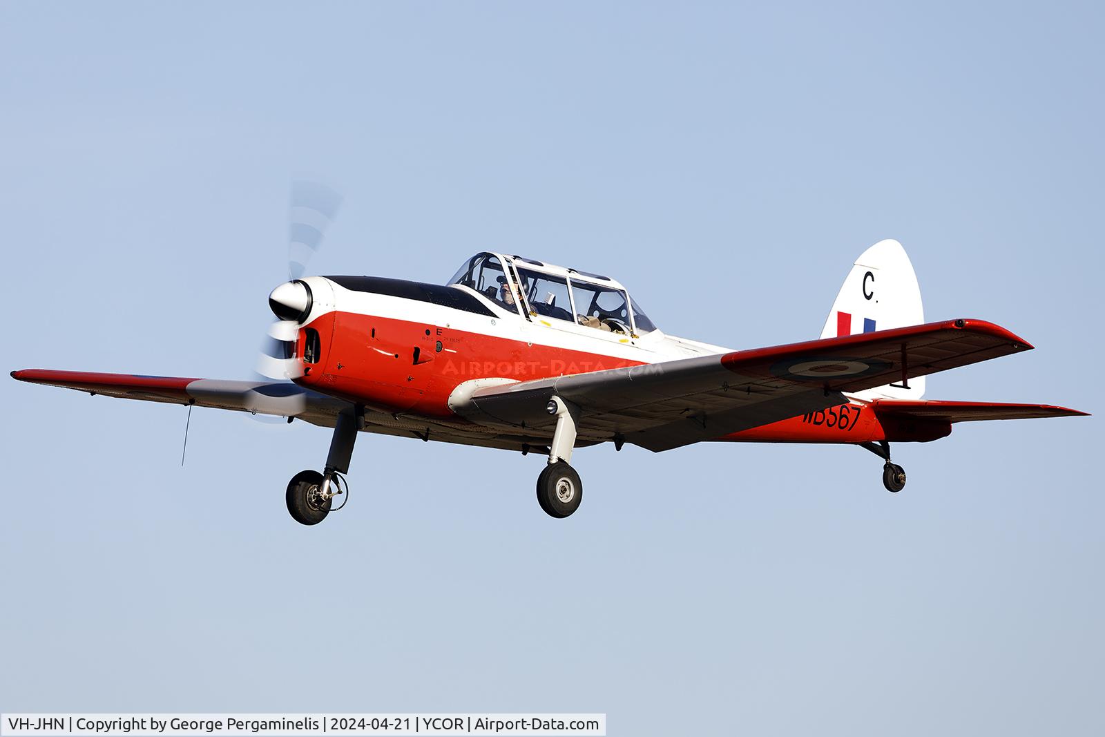 VH-JHN, 1950 De Havilland DHC-1 Chipmunk T.10 C/N C1/0019, Antique Aeroplane Association of Australia National Fly-in 2024.