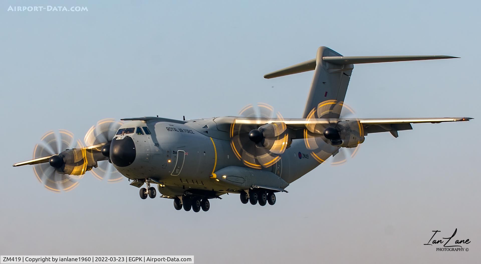 ZM419, 2018 Airbus A400M-180 Atlas C.1 C/N 077, Low approach at Prestwick