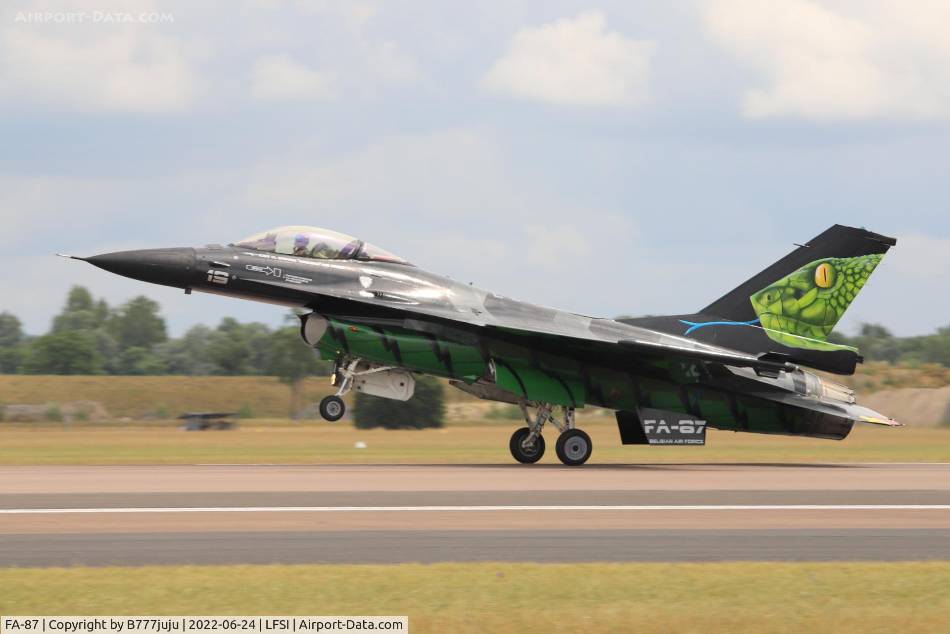 FA-87, SABCA F-16AM Fighting Falcon C/N 6H-87, during Saint-Dizier airshow 2022
