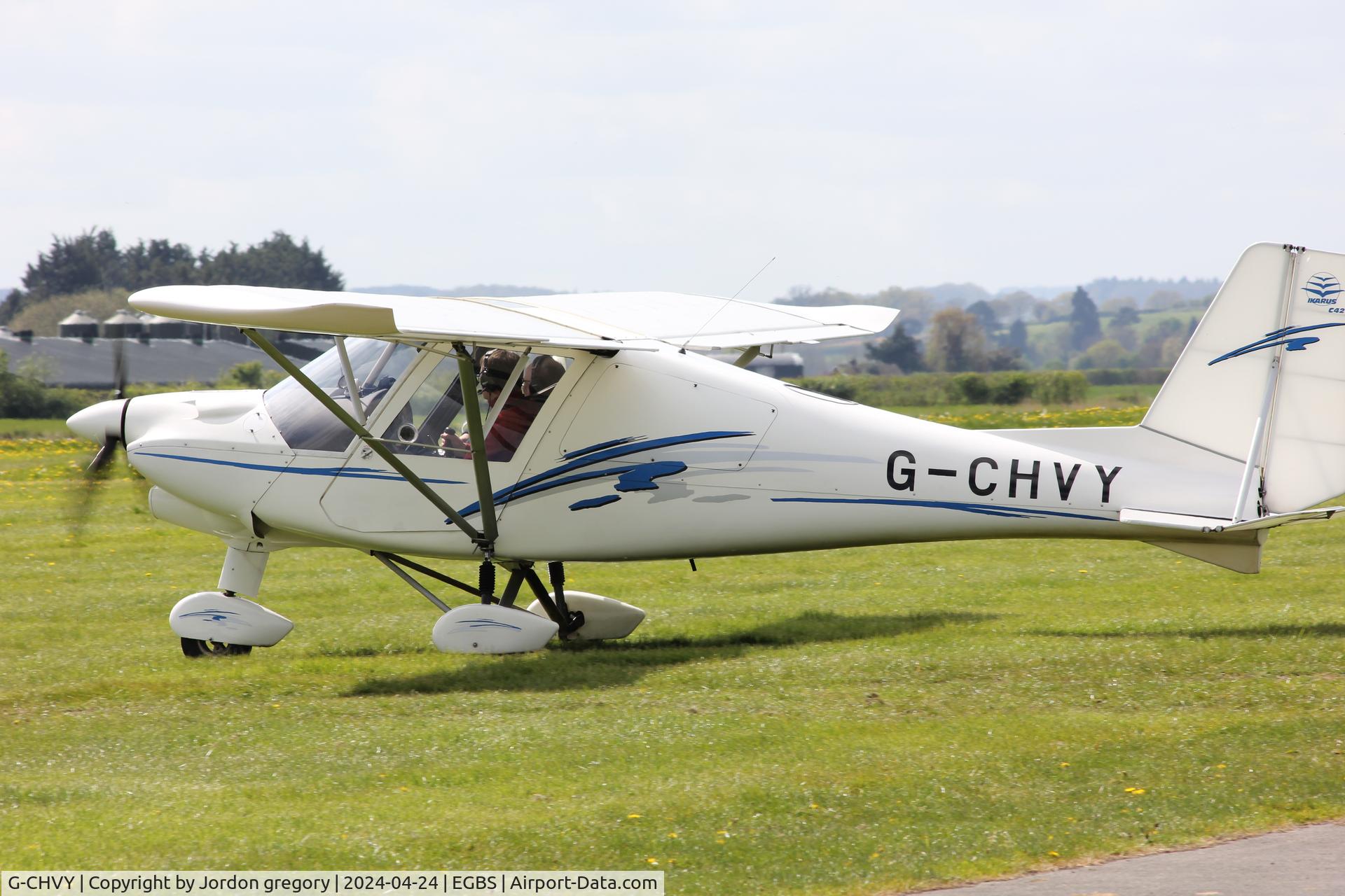 G-CHVY, 2013 Comco Ikarus C42 FB80 Bravo C/N 1304-7246, Ikarrus C42 taxing at shobdon Airfield based at shobdon
