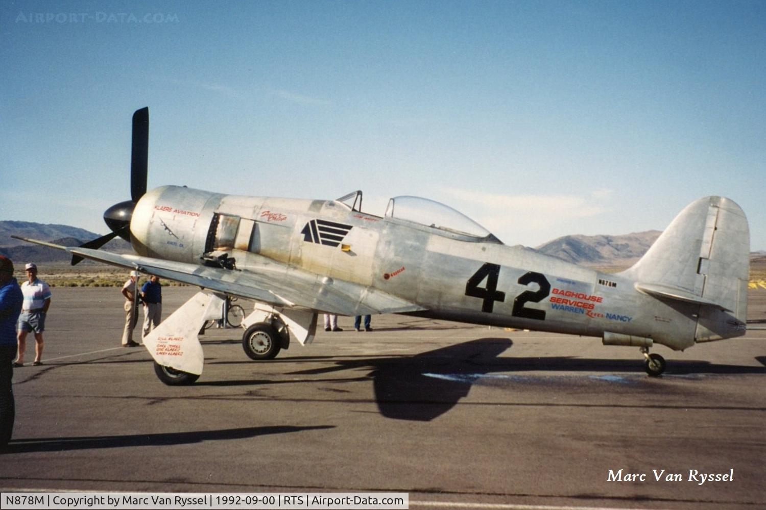 N878M, 1952 Hawker Sea Fury FB.11 C/N 41H/636294, #42  N878M was flown by Jim Mott at Reno Air Races in september 1992.