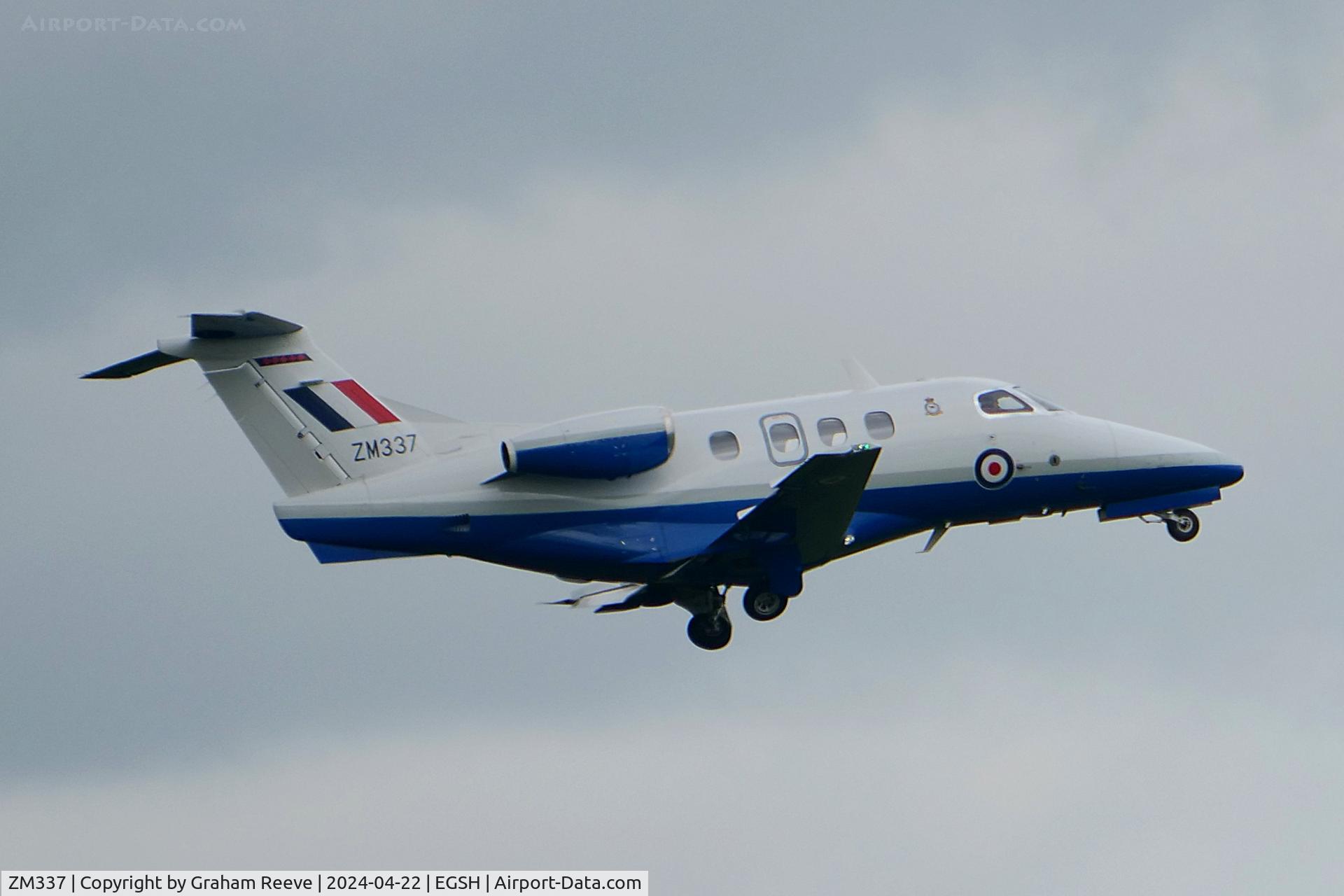 ZM337, 2017 Embraer EMB-500 Phenom 100 C/N 50000386, Departing from Norwich.