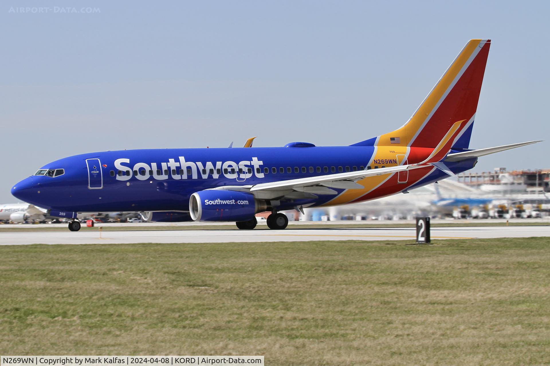 N269WN, 2007 Boeing 737-7H4 C/N 32526, B737 Southwest Boeing 737-7H4 N269WN SWA2497 ORD-AUS, 22L departure KORD