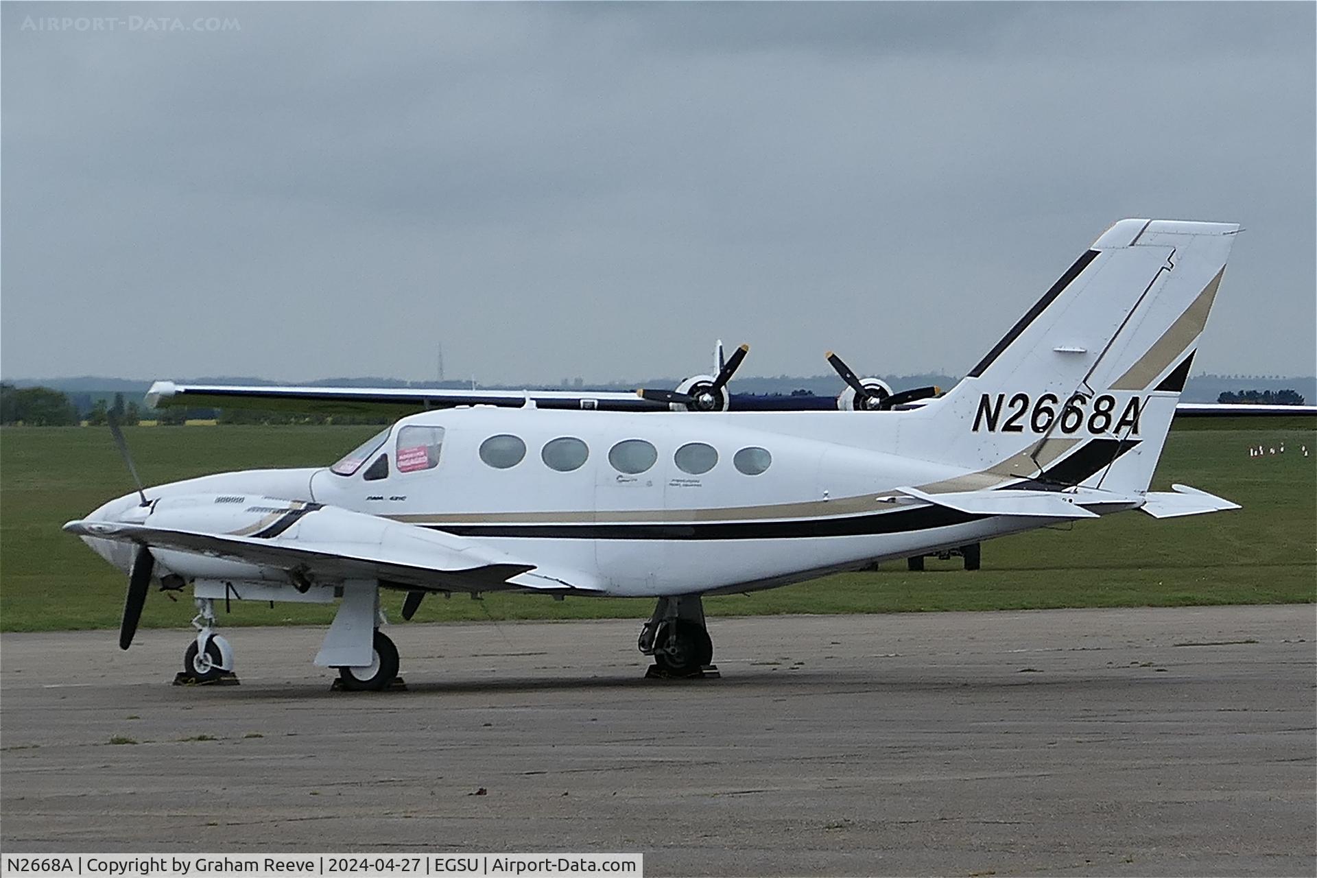 N2668A, 1981 Cessna 421C Golden Eagle C/N 421C1216, Parked at Duxford.