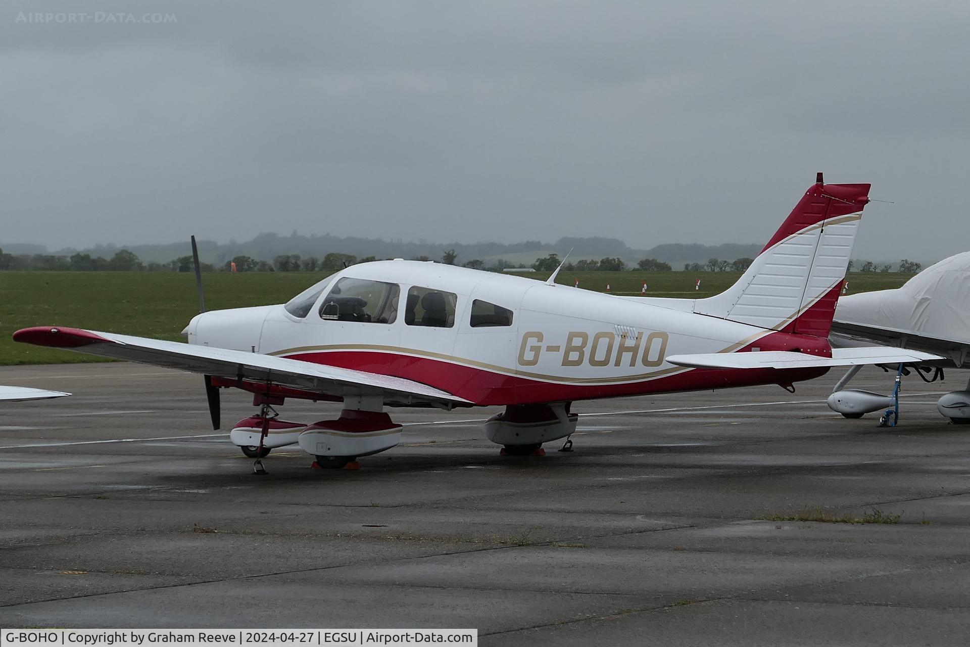 G-BOHO, 1980 Piper PA-28-161 Cherokee Warrior II C/N 28-8016196, Parked at Duxford.