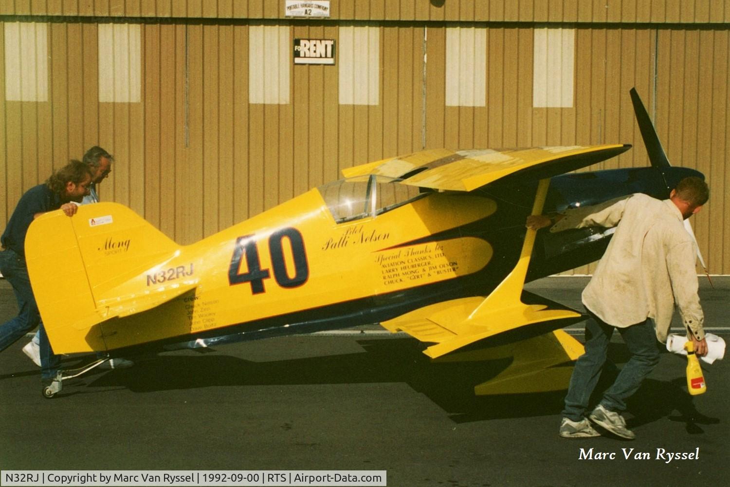 N32RJ, 1965 Mong Sport C/N WTB-1, #40  N32RJ was flown by Patti Nelson at the Reno Air Races in september 1992.