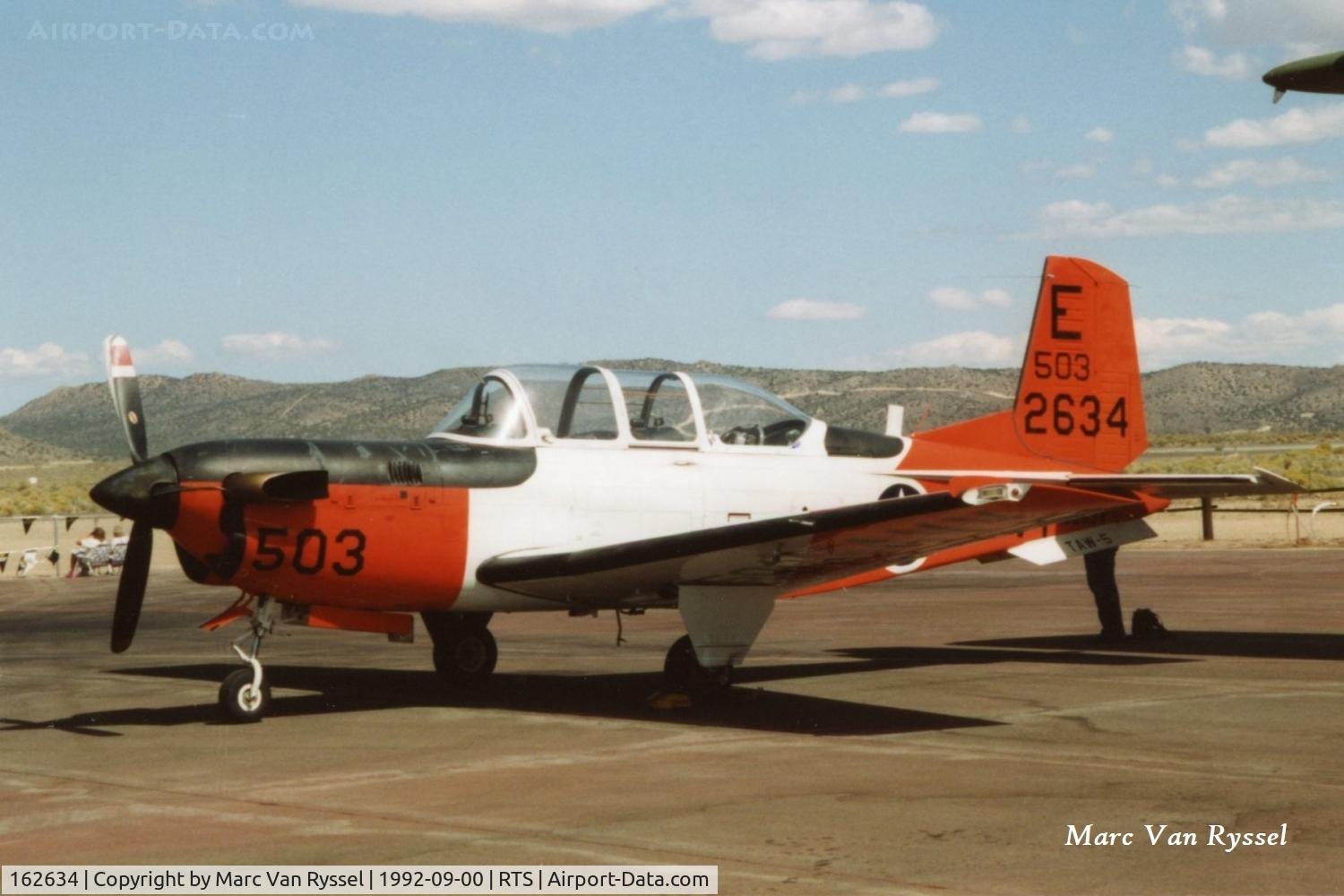 162634, Beech T-34C Turbo Mentor C/N GL-319, At the Reno Air Races in sept.1992.