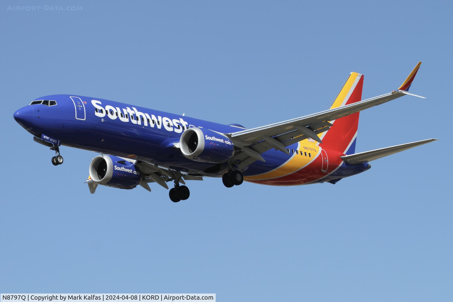 N8797Q, 2023 Boeing 737-8 MAX C/N 67787, B38M Southwest Boeing 737 MAX 8 N8797Q SWA3052 DEN-ORD, landing 28C ORD