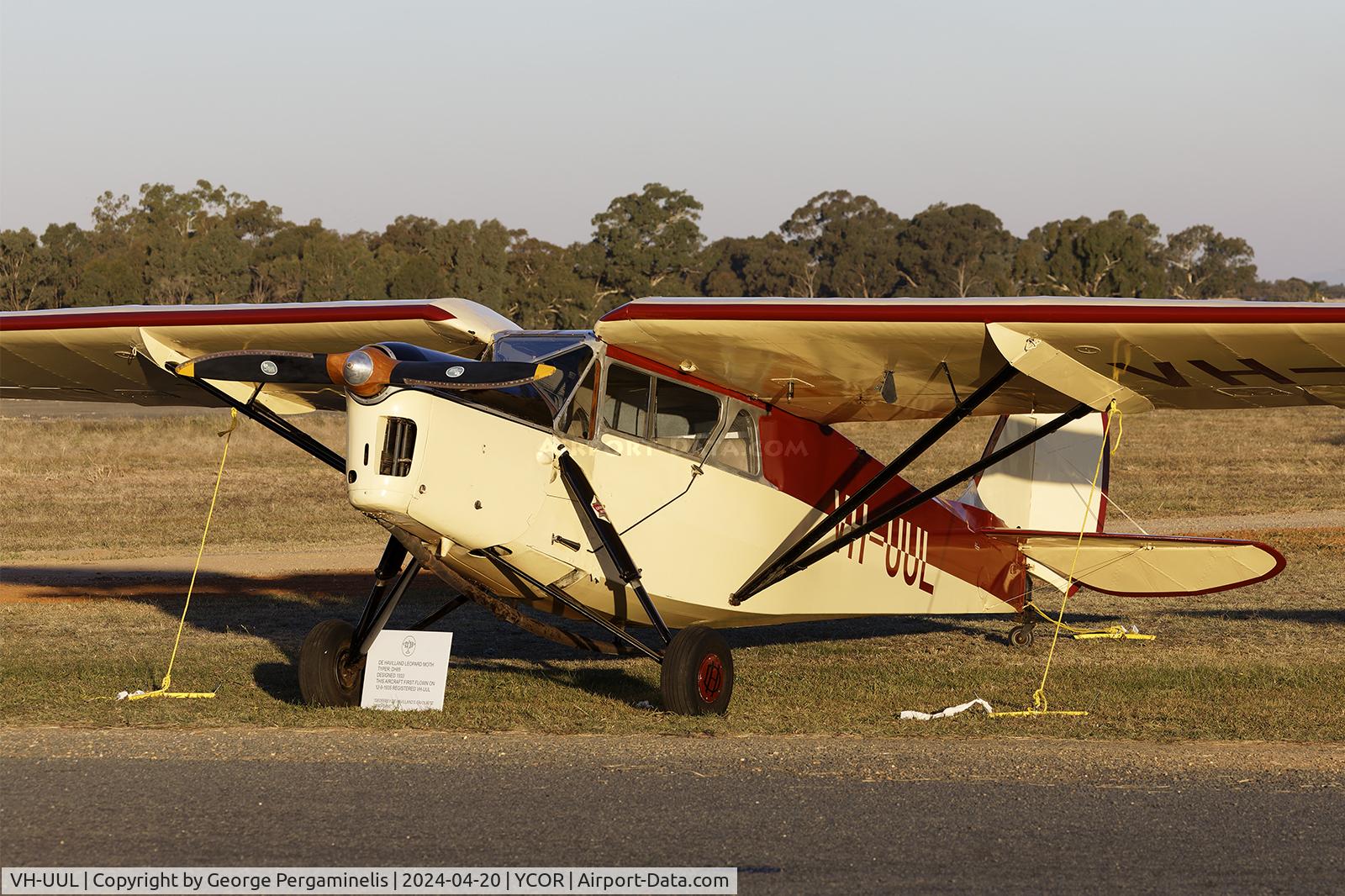 VH-UUL, 1935 De Havilland DH.85 Leopard Moth C/N 7111, Antique Aeroplane Association of Australia National Fly-in 2024.