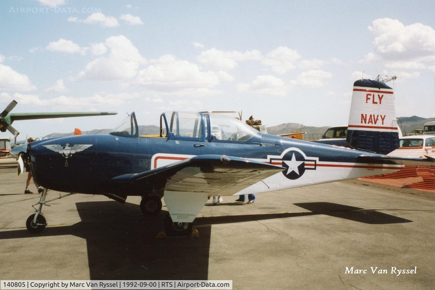 140805, 1956 Beech D-45 Mentor C/N BG-139, 140805 at Reno Air Races in sept.1992. Later became N87642 and N34NL in 1996.