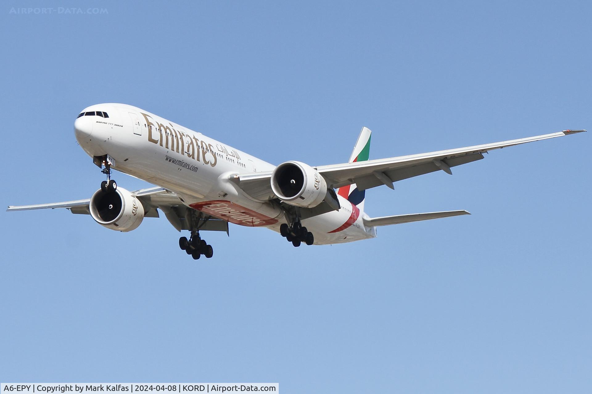 A6-EPY, 2016 Boeing 777-31H/ER C/N 42344, B77W EMIRATES  Boeing 777-31H/ER A6-EPY UAE235 OMDB-KORD, arriving 28C KORD