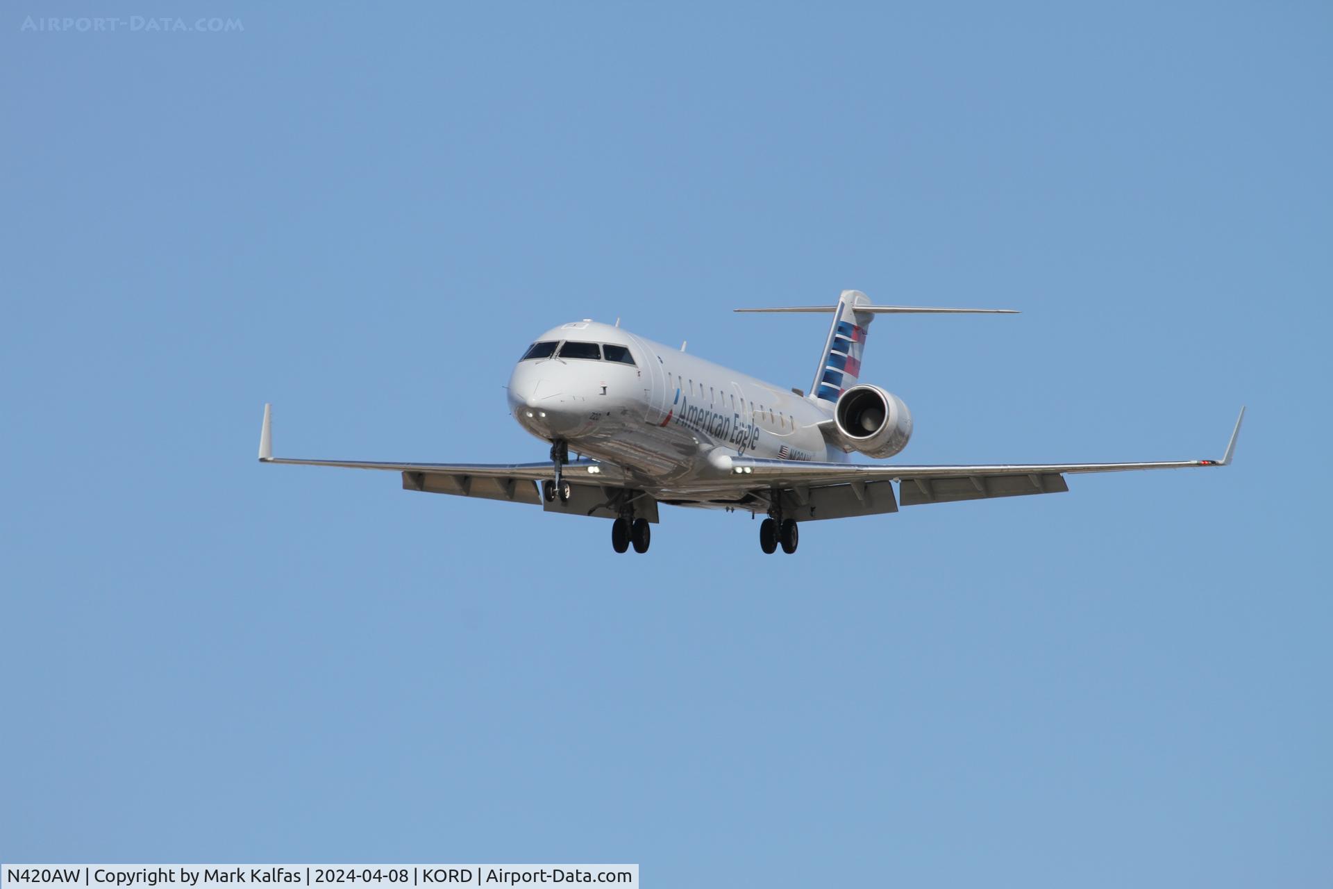 N420AW, 2002 Bombardier CRJ-200LR (CL-600-2B19) C/N 7640, CRJ2 Air Wisconsin/American Eagle Canadair Regional Jet CRJ-200, N420AW AWI6013 PIA-ORD