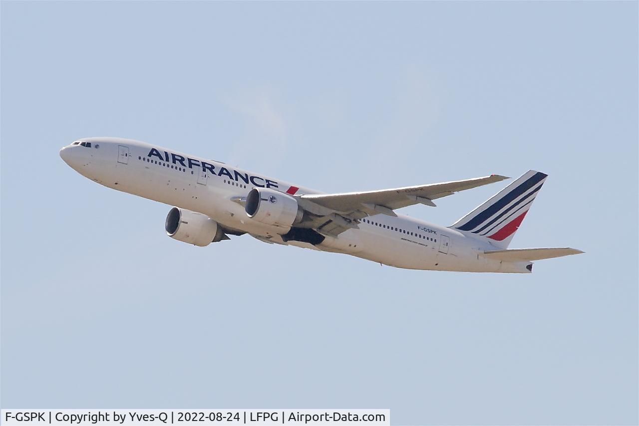 F-GSPK, 2000 Boeing 777-228/ER C/N 29010, Boeing 777-228ER, Climbing from rwy 08L, Roissy Charles De Gaulle Airport (LFPG-CDG)