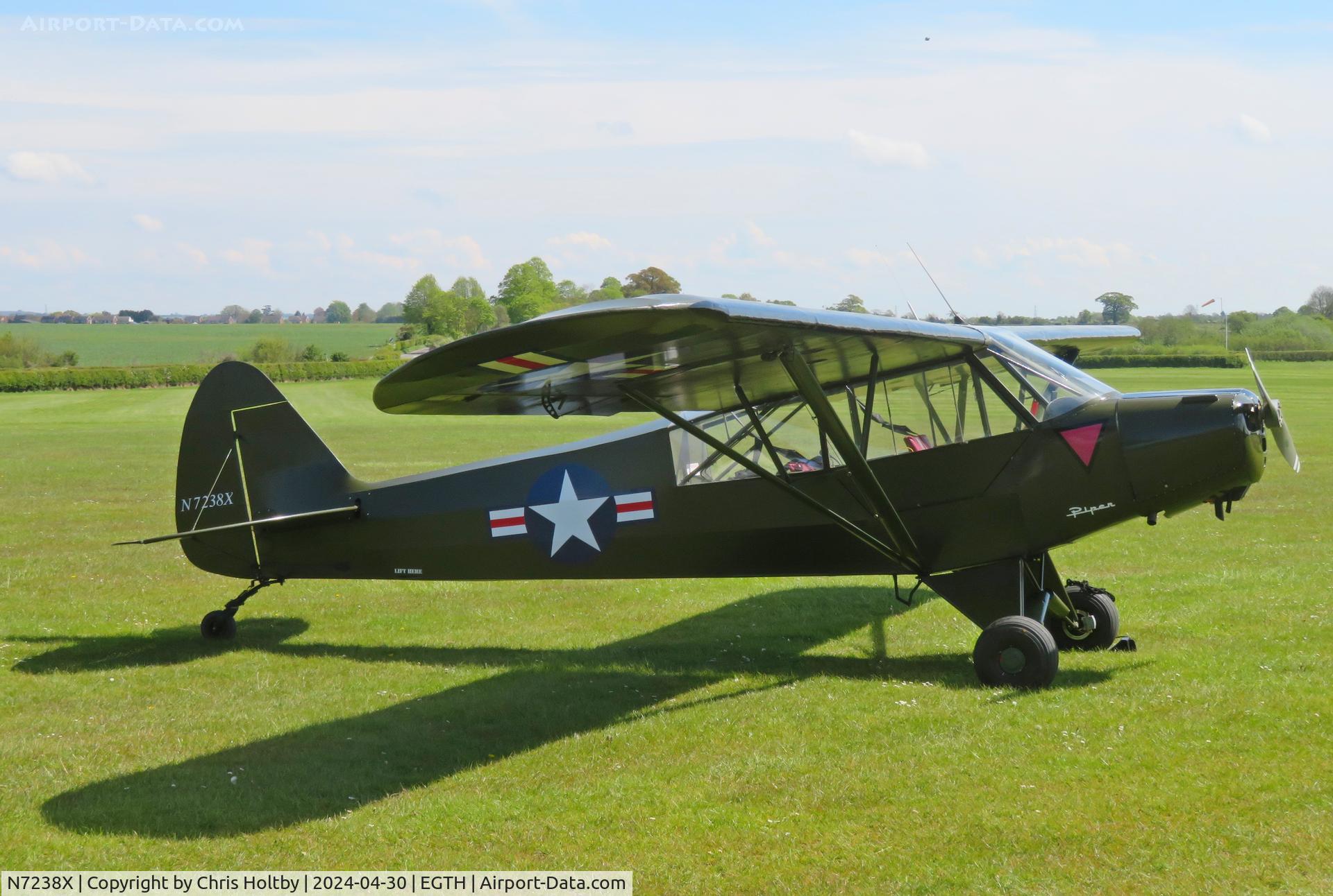 N7238X, 1951 Piper L-18C Super Cub (PA-18-95) C/N 18-1629, Nice visitor to Old Warden  1953 built Super Cub looking immaculate.