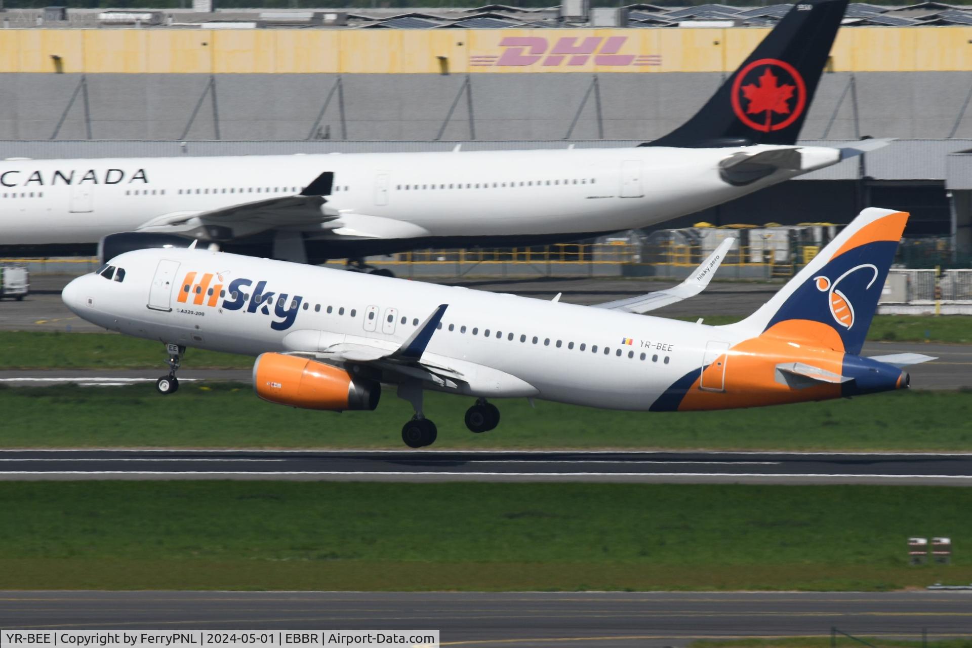 YR-BEE, 2014 Airbus A320-232 C/N 6223, HiSky A320 departing BRU