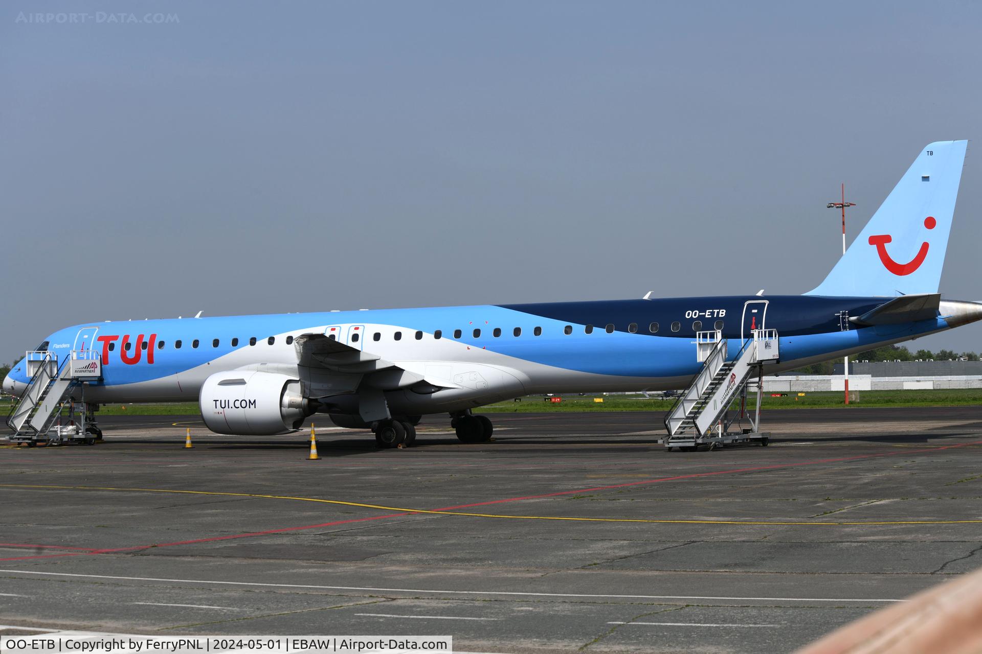 OO-ETB, 2021 Embraer E195-E2 (ERJ-190-400STD) C/N 19020049, TUI ERJ195E2 parked for the day in ANR