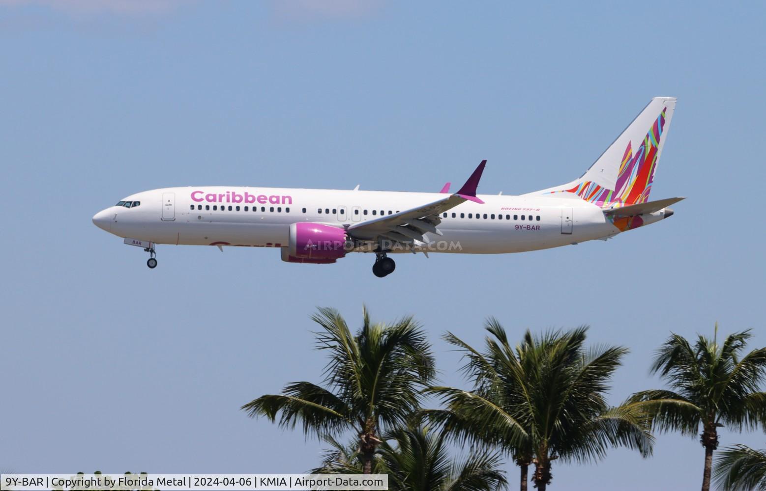 9Y-BAR, 2022 Boeing 737-8 MAX C/N 62893, BWA 737-8 zx POS / TTPP- MIA from Piarco Trinidad