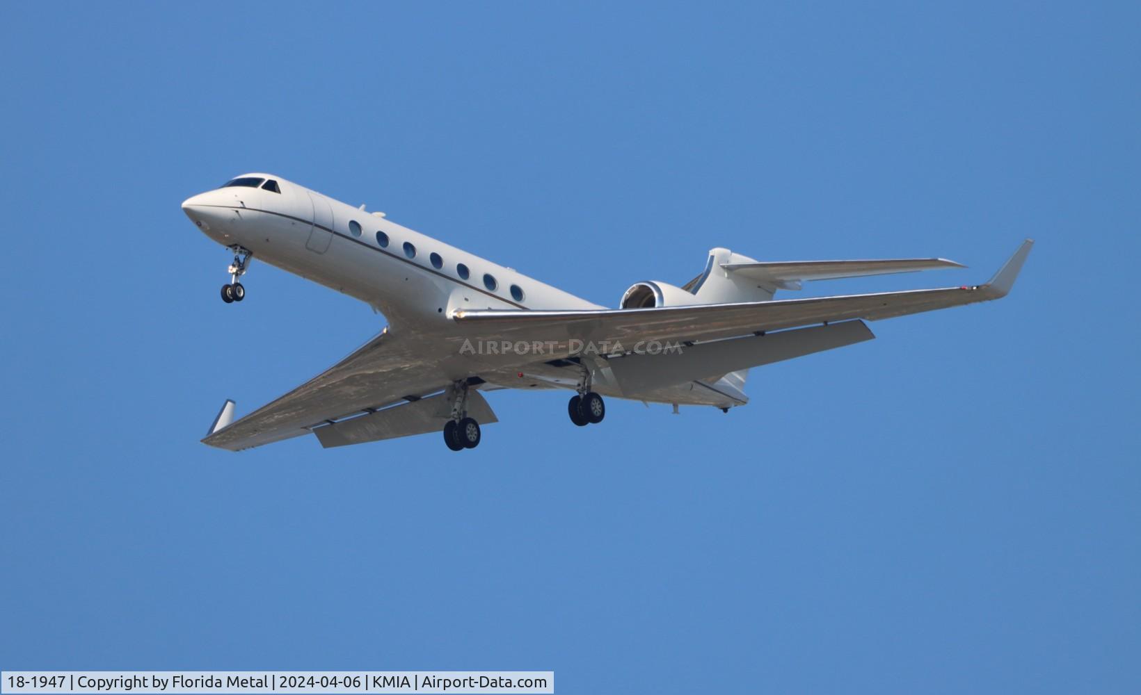 18-1947, 2018 Gulfstream G550 (C-37B) C/N 5592, USAF C-37B zx inbound from possibly SJU - San Juan PR