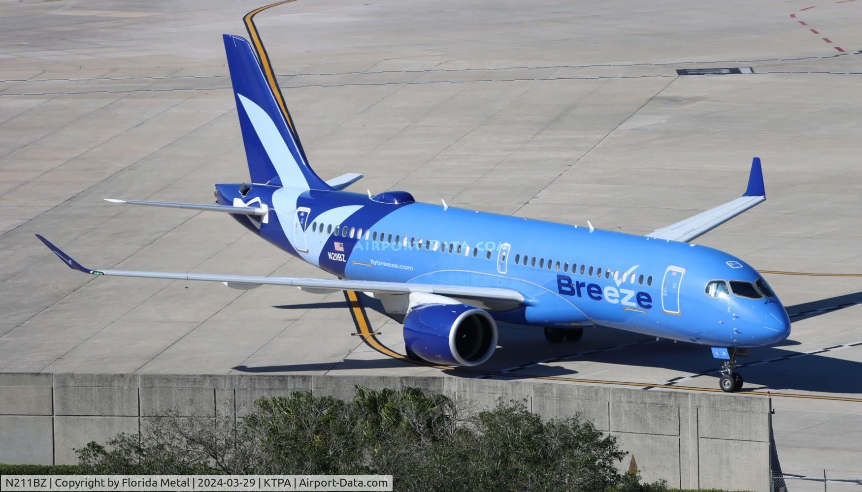 N211BZ, 2022 Airbus A220-300 C/N 55151, MXY A223 zx PBG-TPA in from Plattsburgh NY