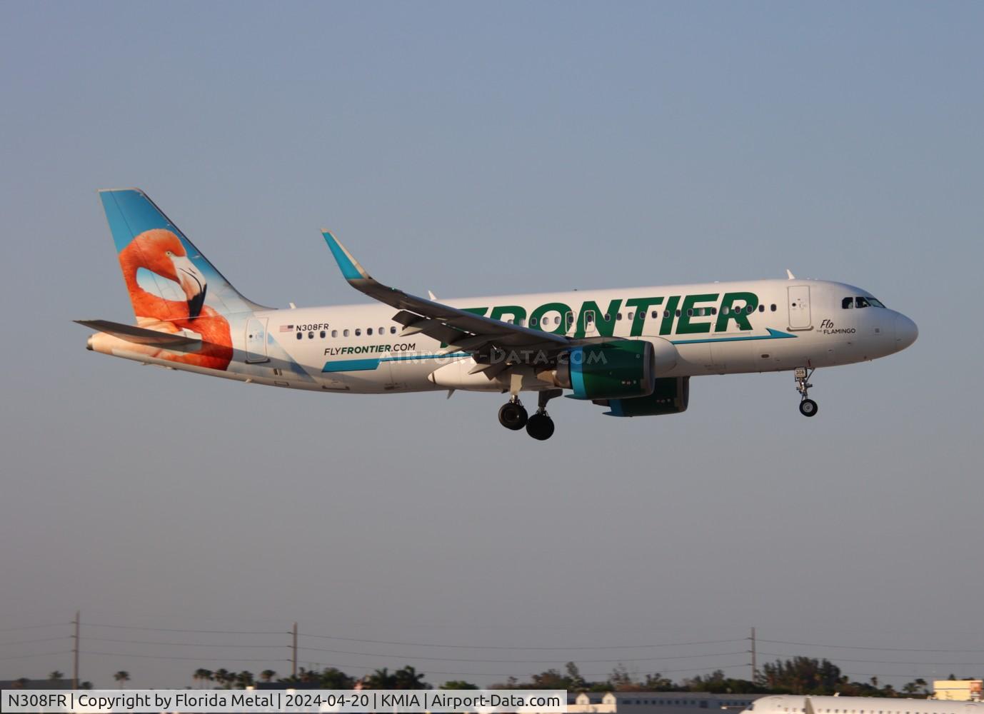 N308FR, 2017 Airbus A320-251N C/N 7538, FFT A32N Flo zx CLE-MIA