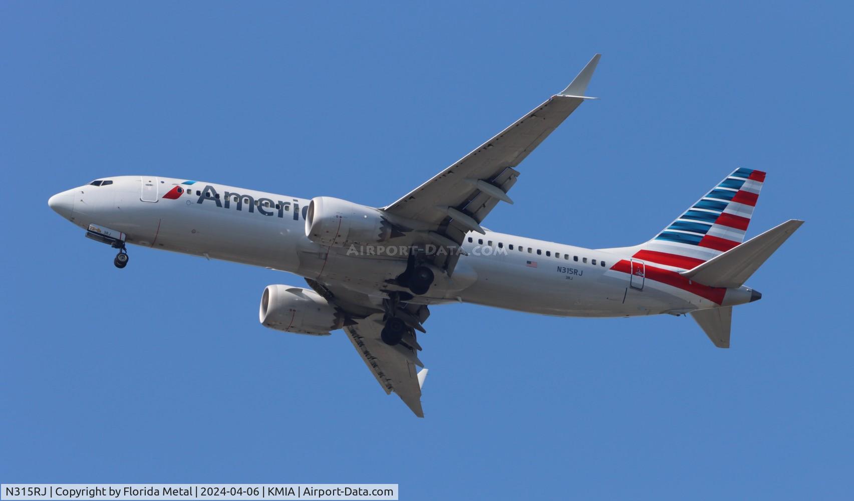 N315RJ, 2018 Boeing 737-8 MAX C/N 44449, AAL 737-8 zx CTG /SKCG -MIA  in from Cartagena Colombia