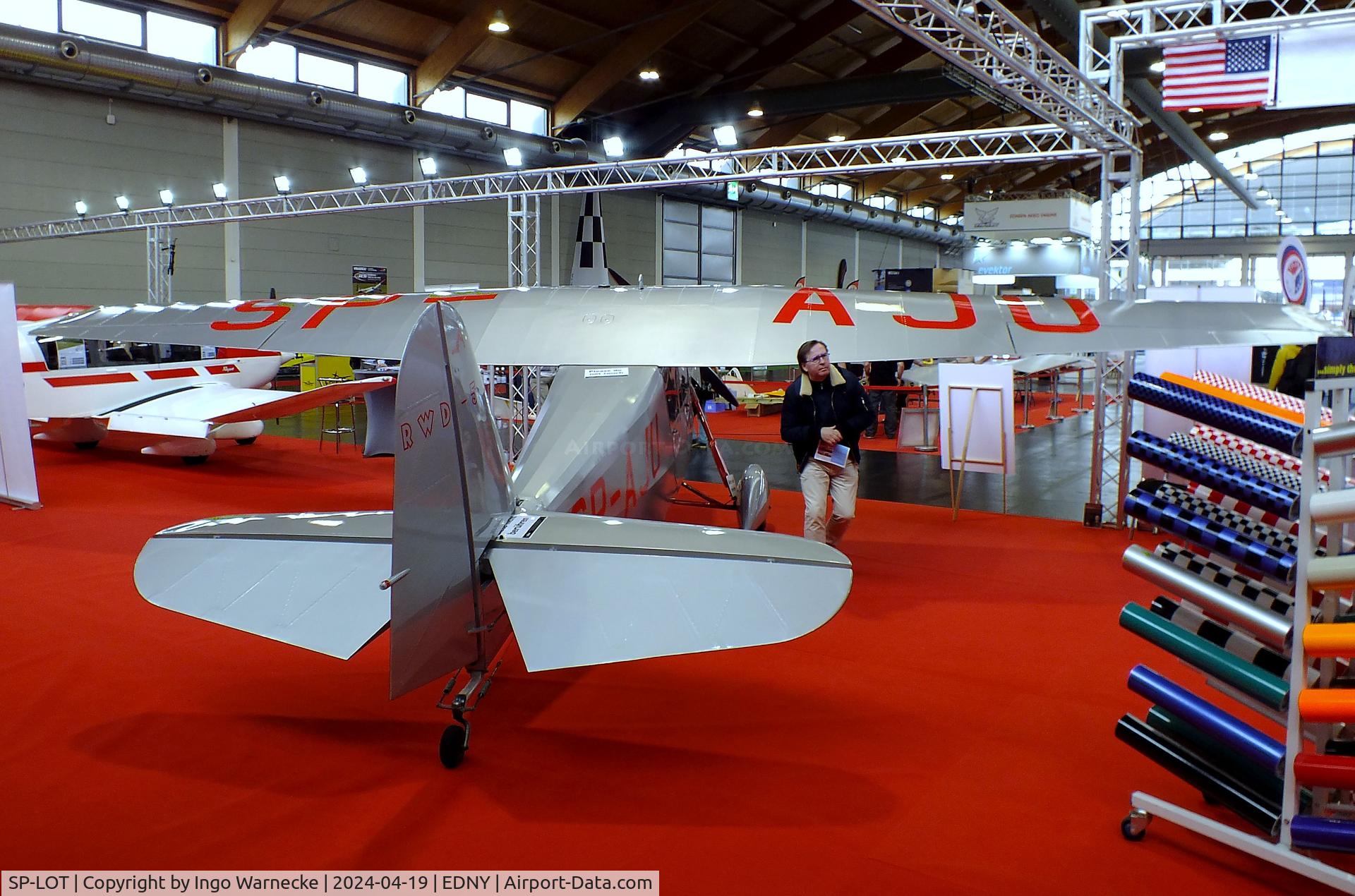 SP-LOT, 2000 Stowarzyszenie Lotnictwa Eksperymentalnego RWD-5R C/N 001, Rogalski-Wigura-Dzewiecki (Stowarzyszenie Lotnictwa Eksperymentalnego EAA991) RWD-5R replica, marked as 'SP-AJU' to commemorate the transatlantic flight by a single-seat RWD-5bis from Senegal to Brazil in May 1933, at the AERO 2024, Friedrichshafen