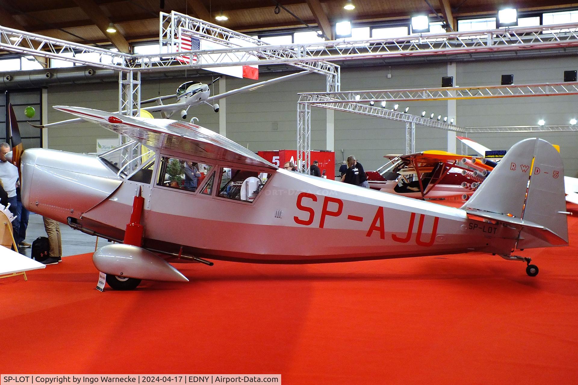 SP-LOT, 2000 Stowarzyszenie Lotnictwa Eksperymentalnego RWD-5R C/N 001, Rogalski-Wigura-Dzewiecki (Stowarzyszenie Lotnictwa Eksperymentalnego EAA991) RWD-5R replica, marked as 'SP-AJU' to commemorate the transatlantic flight by a single-seat RWD-5bis from Senegal to Brazil in May 1933, at the AERO 2024, Friedrichshafen
