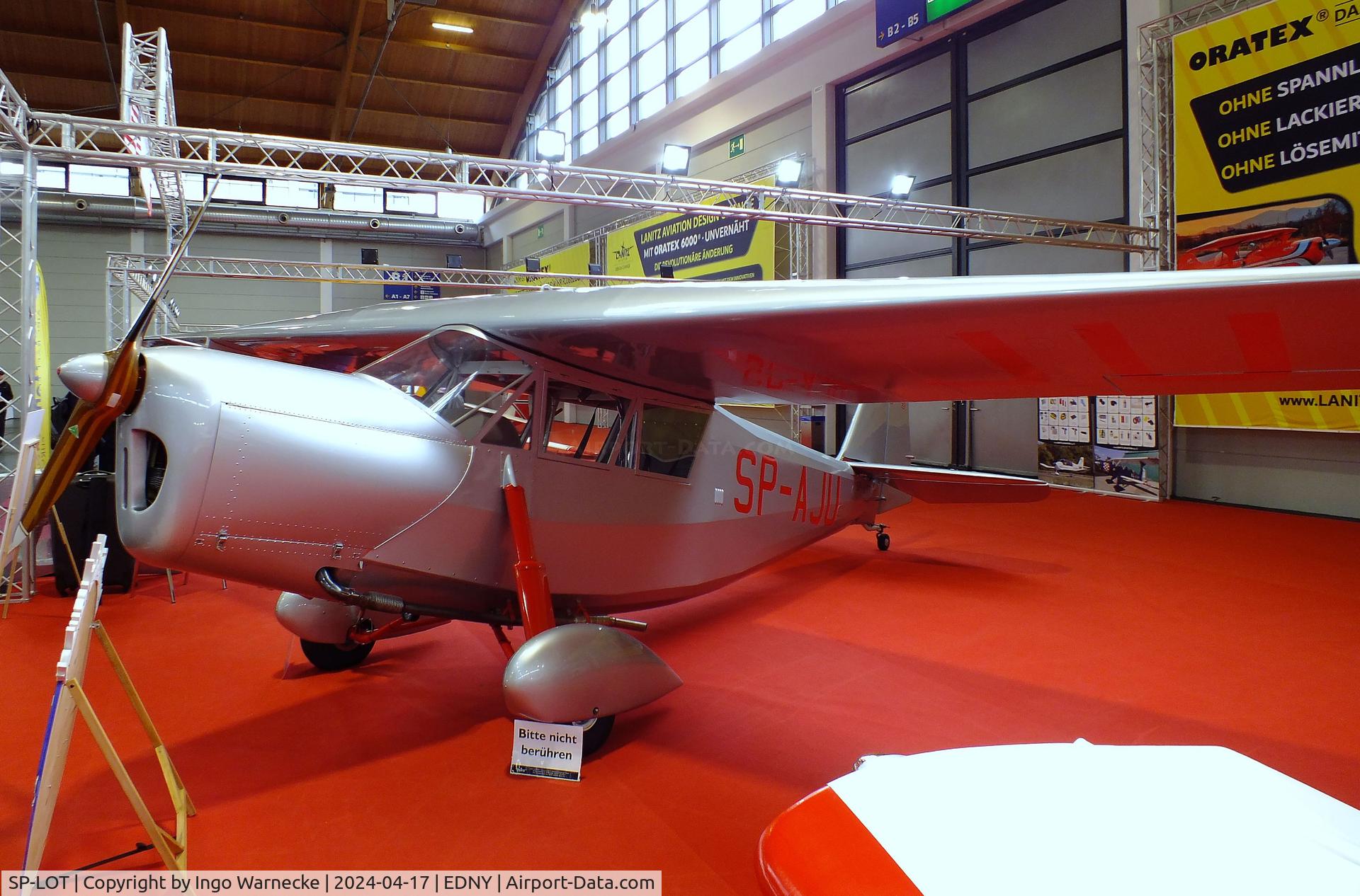 SP-LOT, 2000 Stowarzyszenie Lotnictwa Eksperymentalnego RWD-5R C/N 001, Rogalski-Wigura-Dzewiecki (Stowarzyszenie Lotnictwa Eksperymentalnego EAA991) RWD-5R replica, marked as 'SP-AJU' to commemorate the transatlantic flight by a single-seat RWD-5bis from Senegal to Brazil in May 1933, at the AERO 2024, Friedrichshafen