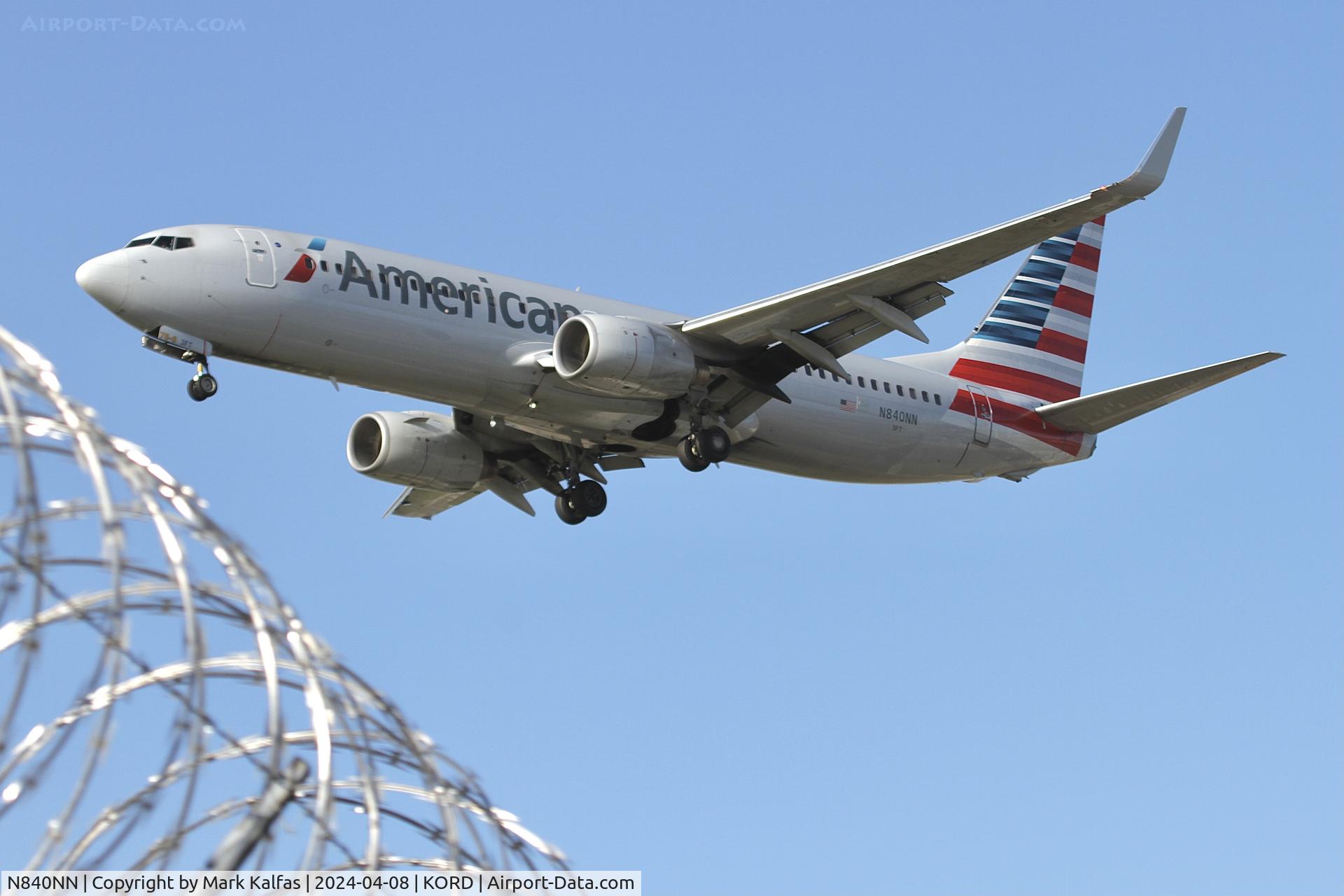N840NN, 2010 Boeing 737-823 C/N 33518, B738 American Airlines Boeing 737-823 N840NN AAL2343 SAN-ORD arriving 28C KORD