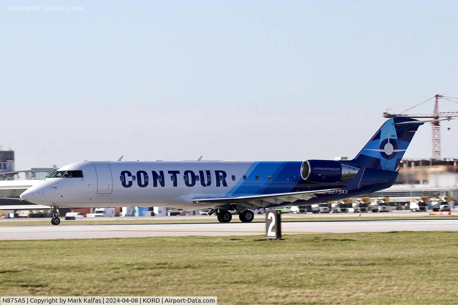 N875AS, 2001 Bombardier CRJ-200ER (CL-600-2B19) C/N 7559, CRJ2 Contour Airlines/ Corporate Flight Management Bombarier CL-600-2B19 N875AS VTE3054 ORD-MWA departing 22L KORD