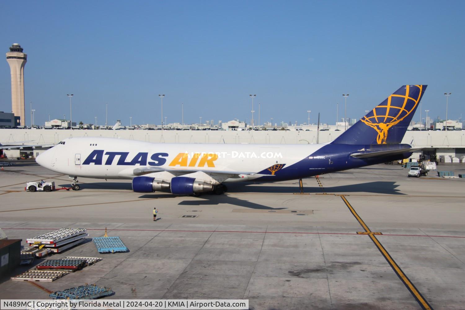 N489MC, 1995 Boeing 747-412F/SCD C/N 26553, GTI 747-400F zx MIA - UIO /SEQM  - backing out to depart to Quito Ecuador