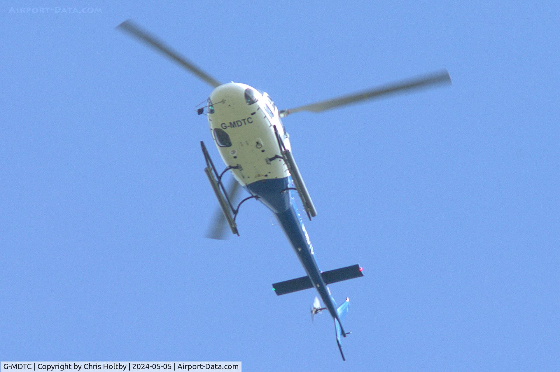 G-MDTC, 2015 Airbus Helicopters AS-350B-3 Ecureuil C/N 8172, Airbus Ecureuil over Potters Bar, Herts from its Cardiff base heading for North Weald, Essex