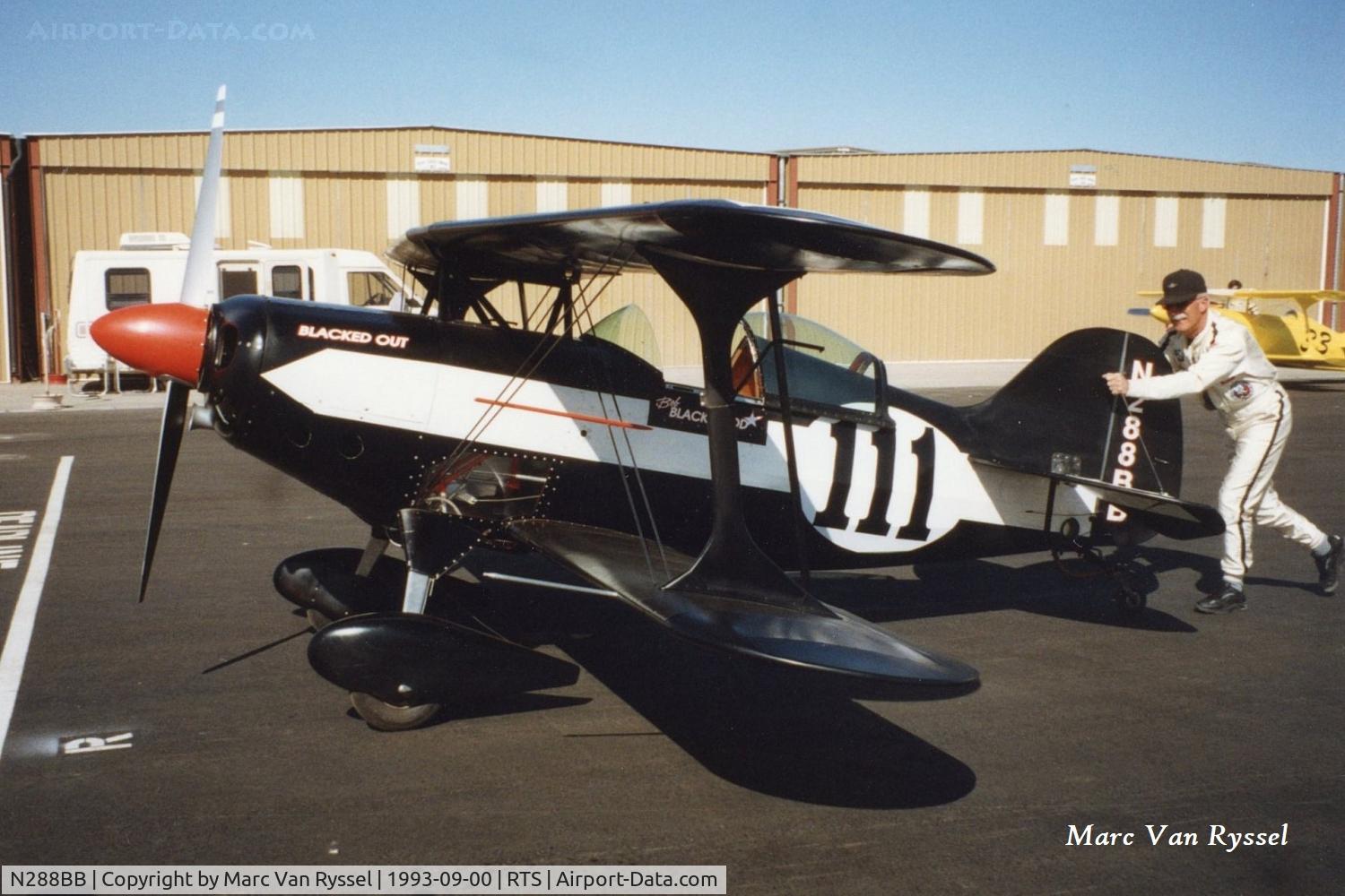 N288BB, 1979 Pitts S-1S Special C/N 8-0009, #111 was flown by Bob Blackwood at the Reno Air Races in sept. 1993.