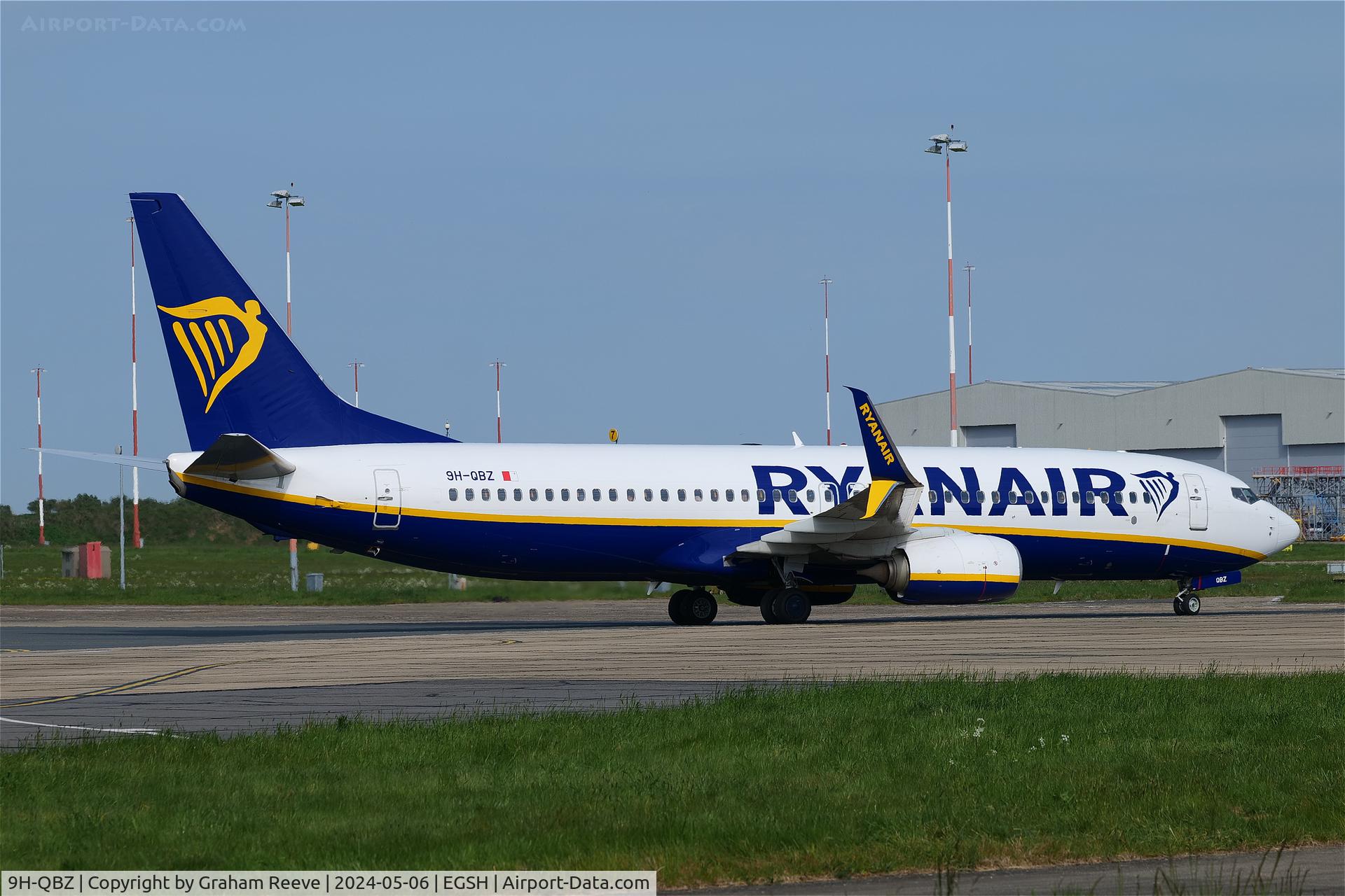 9H-QBZ, 2016 Boeing 737-8AS C/N 44721, Just landed at Norwich.