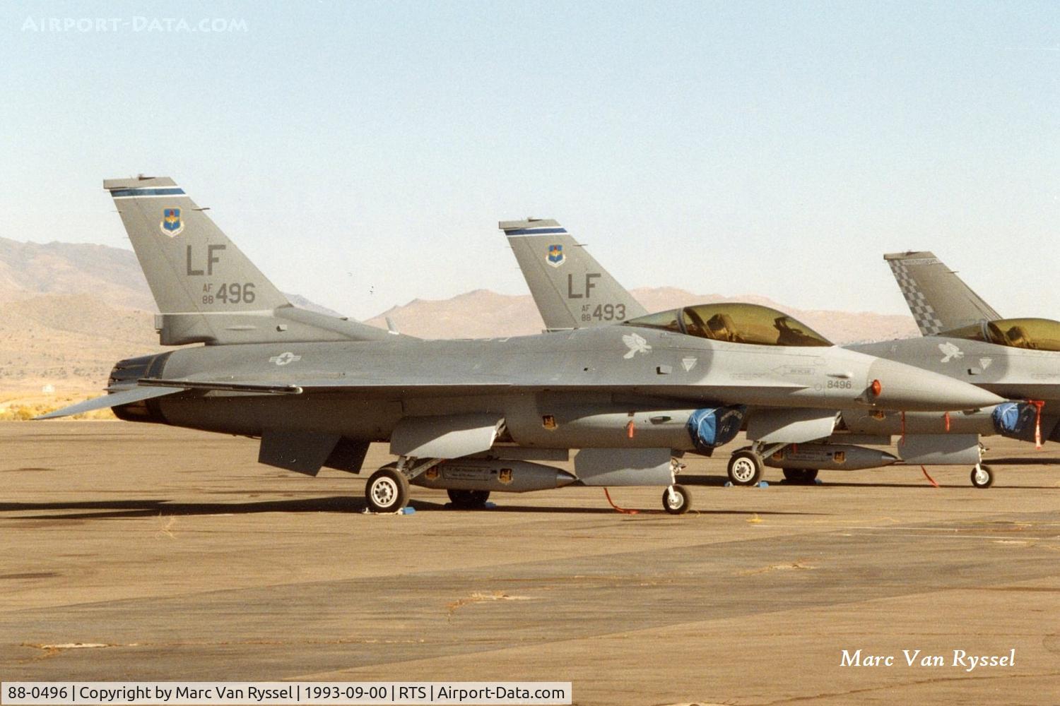 88-0496, 1988 General Dynamics F-16CM C/N 1C-98, 88-0496 & 88-0493 at the Reno Air Races in sept. 1993.
