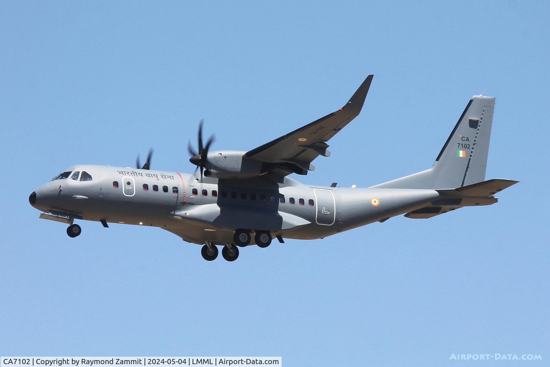 CA7102, 2024 Airbus C-295W C/N S-229, Casa C-295W CA7102 Indian Air Force landing in Malta on delivery flight.