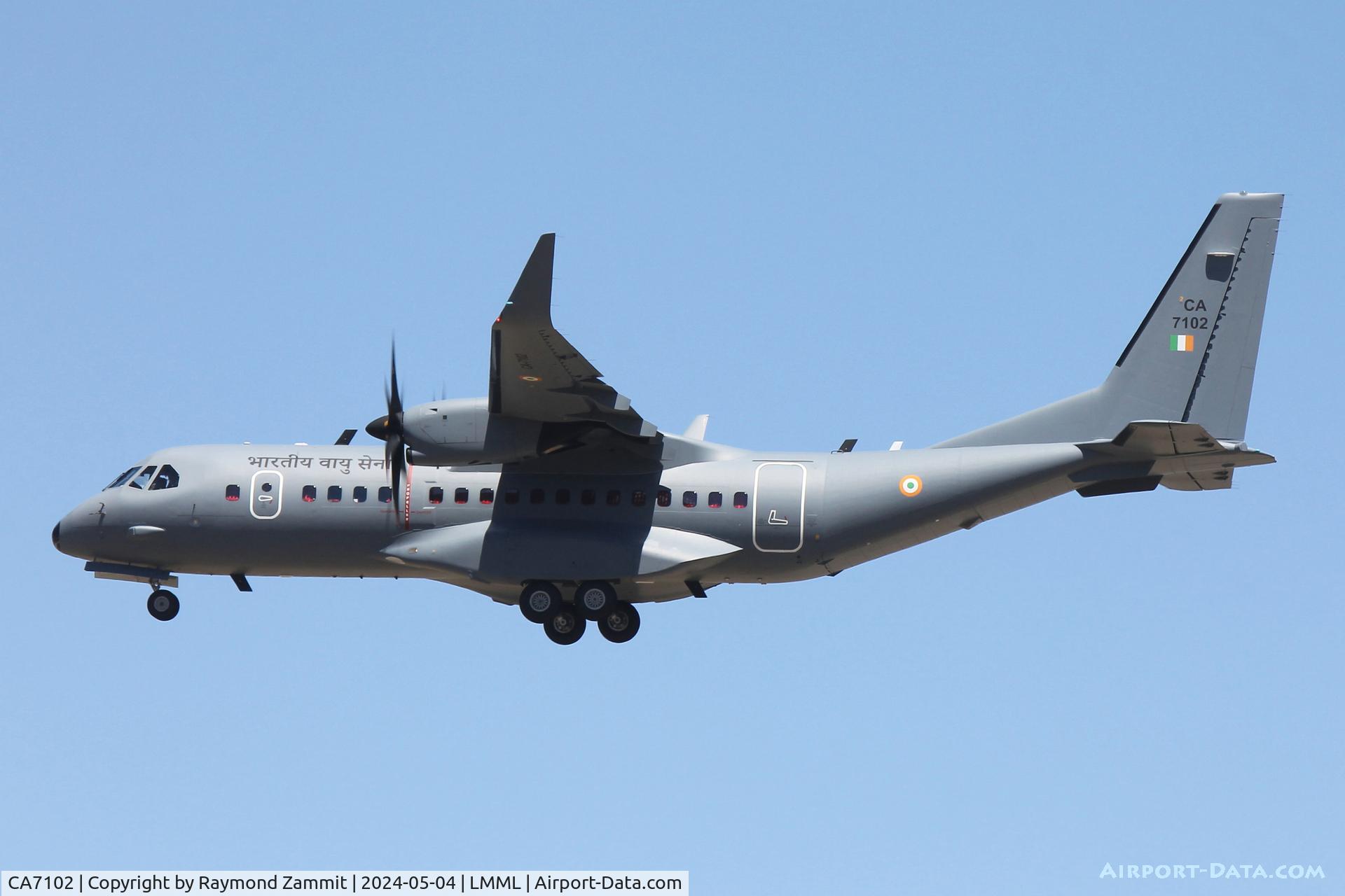 CA7102, 2024 Airbus C-295W C/N S-229, Casa C-295W CA7102 Indian Air Force on delivery flight landing in Malta on final approach to RW31.
