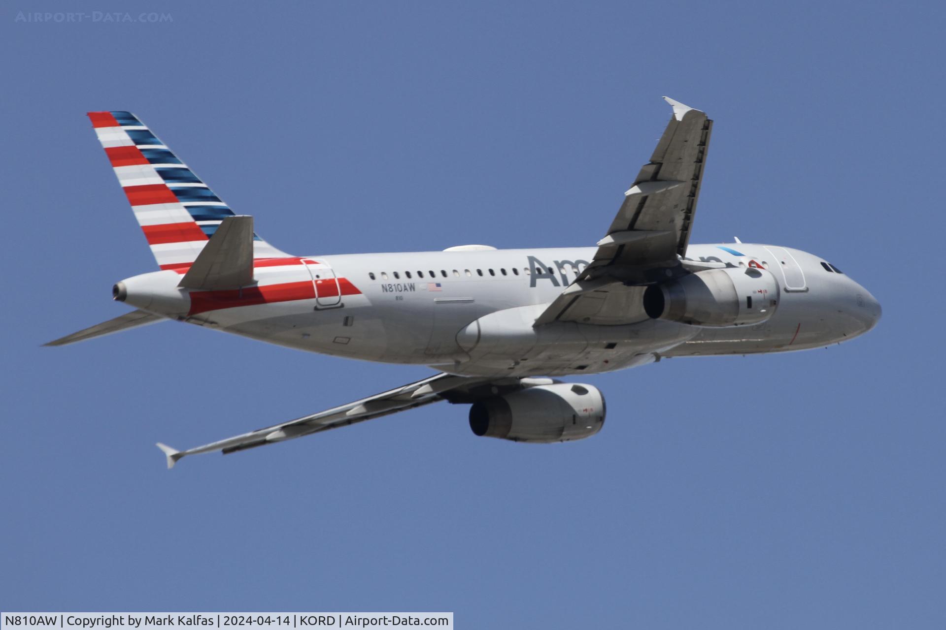 N810AW, 1999 Airbus A319-132 C/N 1116, A319 American Airlines Airbus A319-112 N810AW AAL2041 ORD-LGA departing 10C KORD