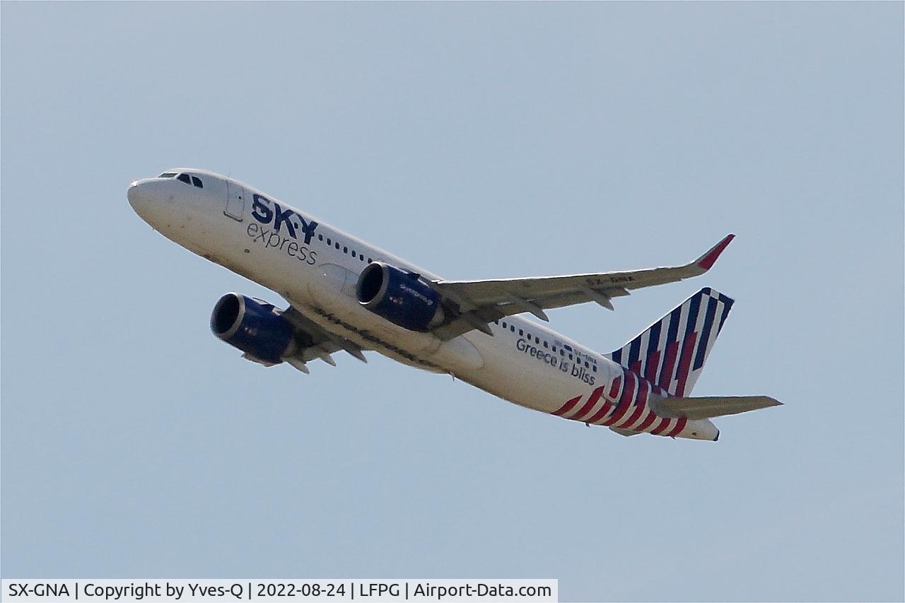 SX-GNA, 2021 Airbus A320-251N C/N 9516, Airbus A320-251N, Climbing rwy 08L, Roissy Charles De Gaulle airport (LFPG-CDG)
