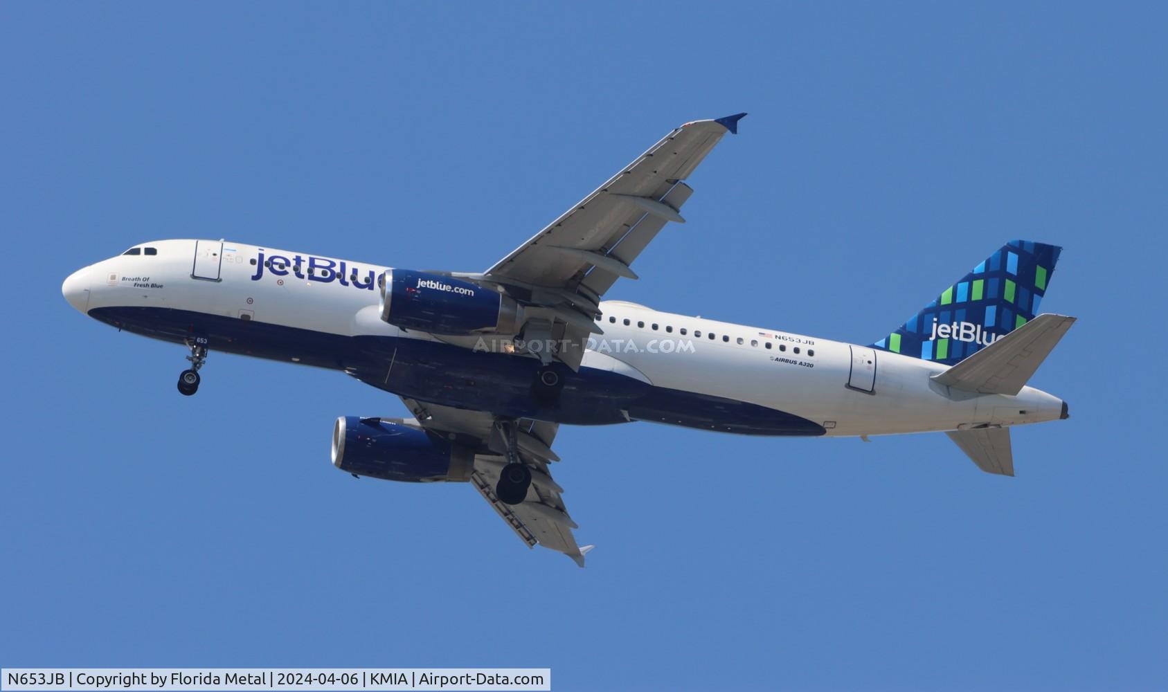 N653JB, 2007 Airbus A320-232 C/N 3039, JBU A320 zx JFK-MIA