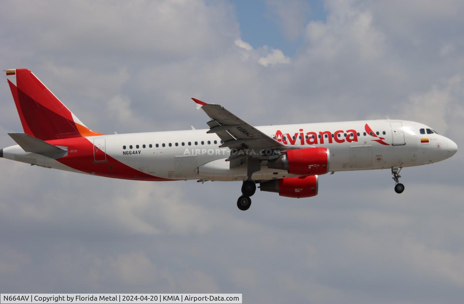 N664AV, 2008 Airbus A320-214 C/N 3664, AVA A320 zx SAL/ MSLP - MIA