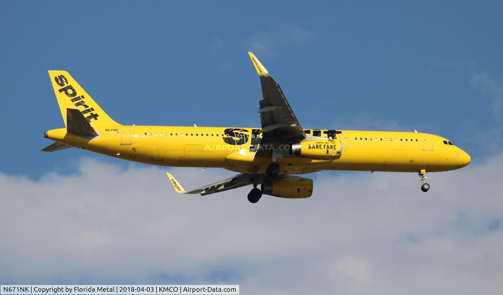 N671NK, 2016 Airbus A321-231 C/N 7246, NKS A321 zx MCI-MCO