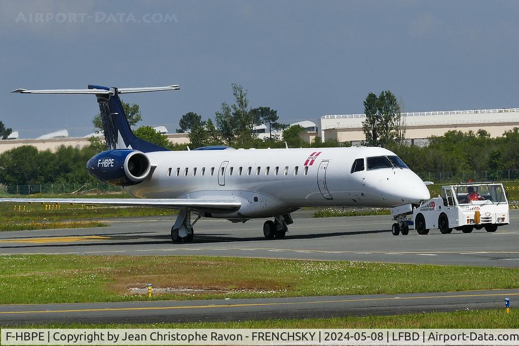 F-HBPE, 1998 Embraer ERJ-145LR (EMB-145LR) C/N 145106, Lyon (LYN) Bordeaux (BOD) EUP421 (Oympique Lyonais (charter football team Équipe féminine de l'Olympique Lyonnais)