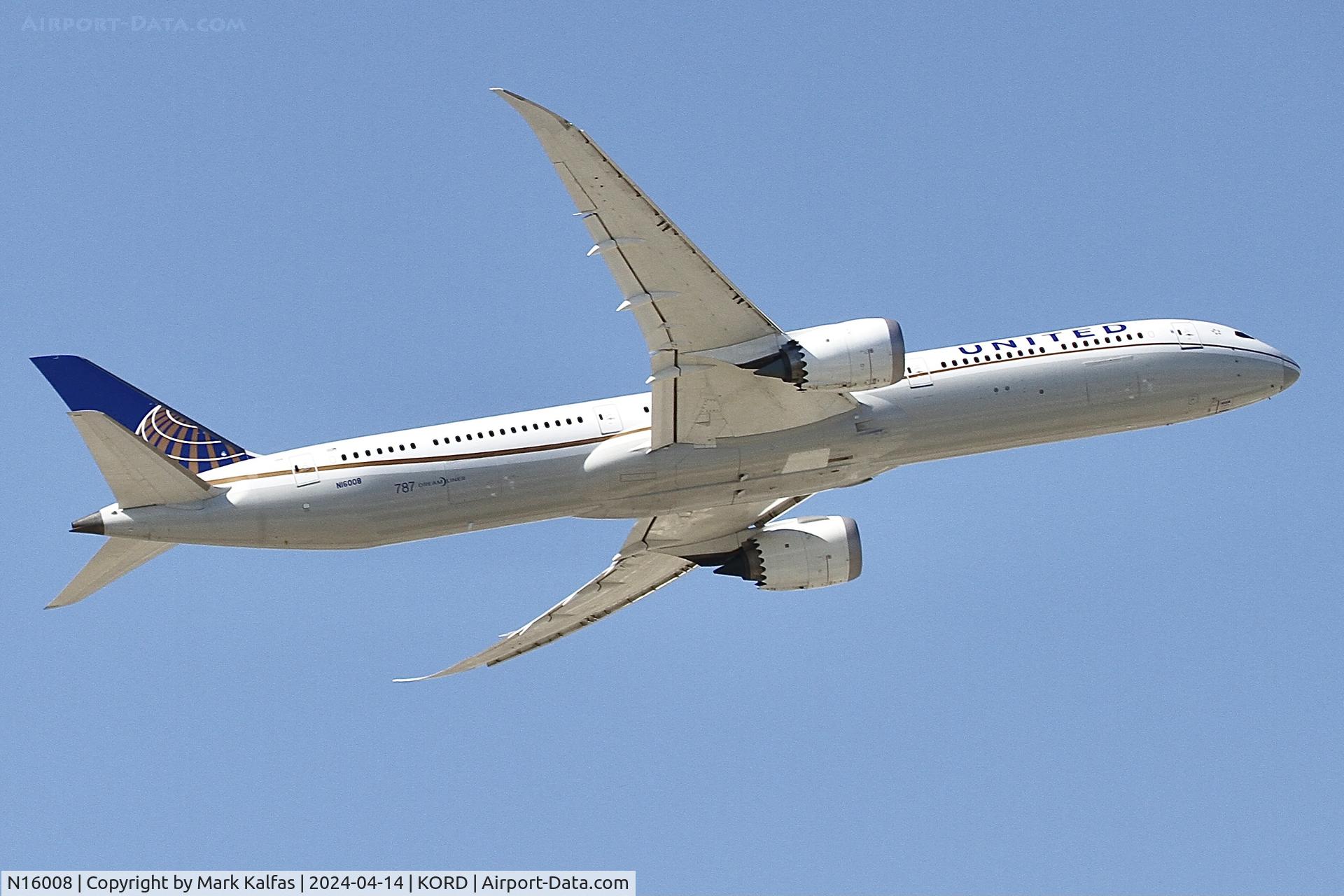 N16008, 2019 Boeing 787-10 Dreamliner C/N 60138, B78X United Airlines Boeing 787-10 Dreamliner N16008 UAL970  KORD-LIRF, departing 10C KORD