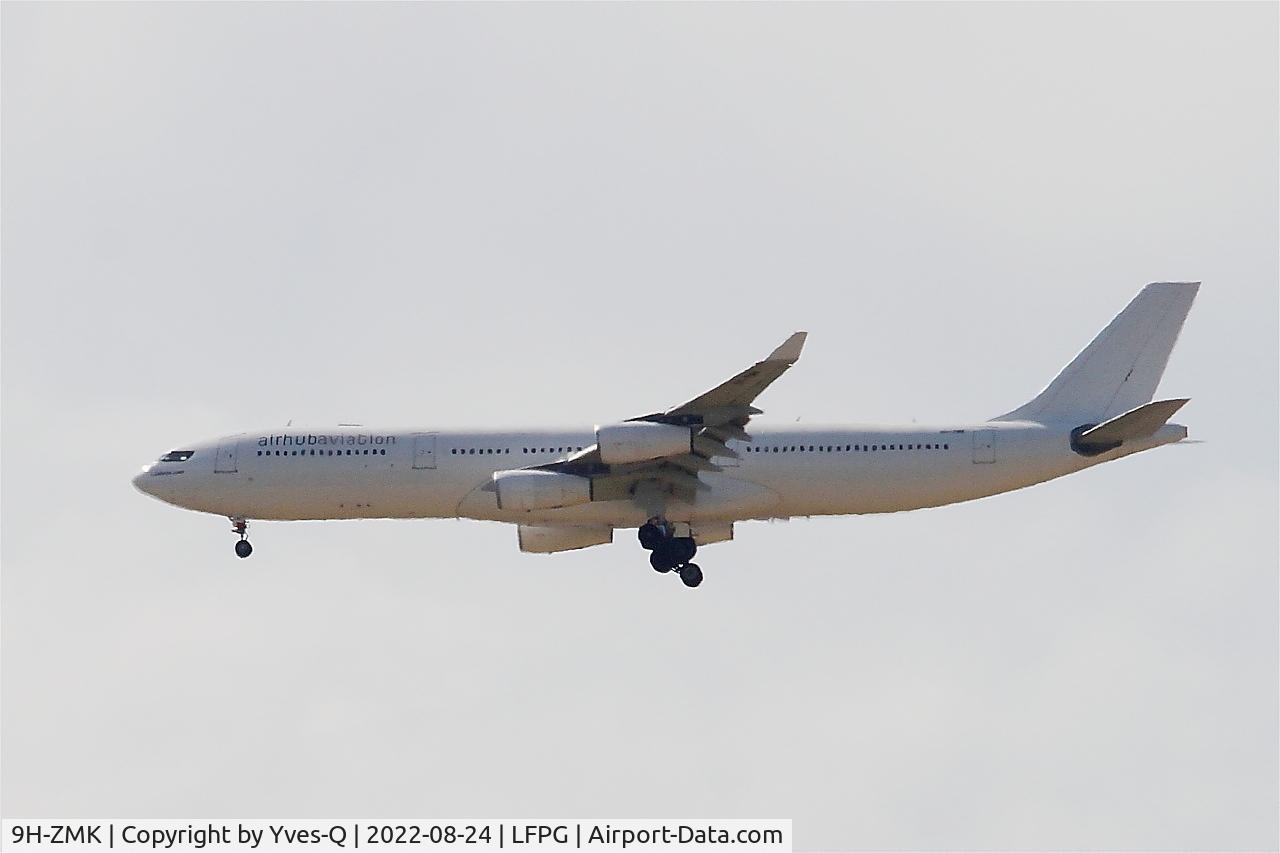 9H-ZMK, 2005 Airbus A340-313X C/N 668, Airbus 340-313X, On final rwy 26L, Roissy Charles De Gaulle airport (LFPG-CDG)