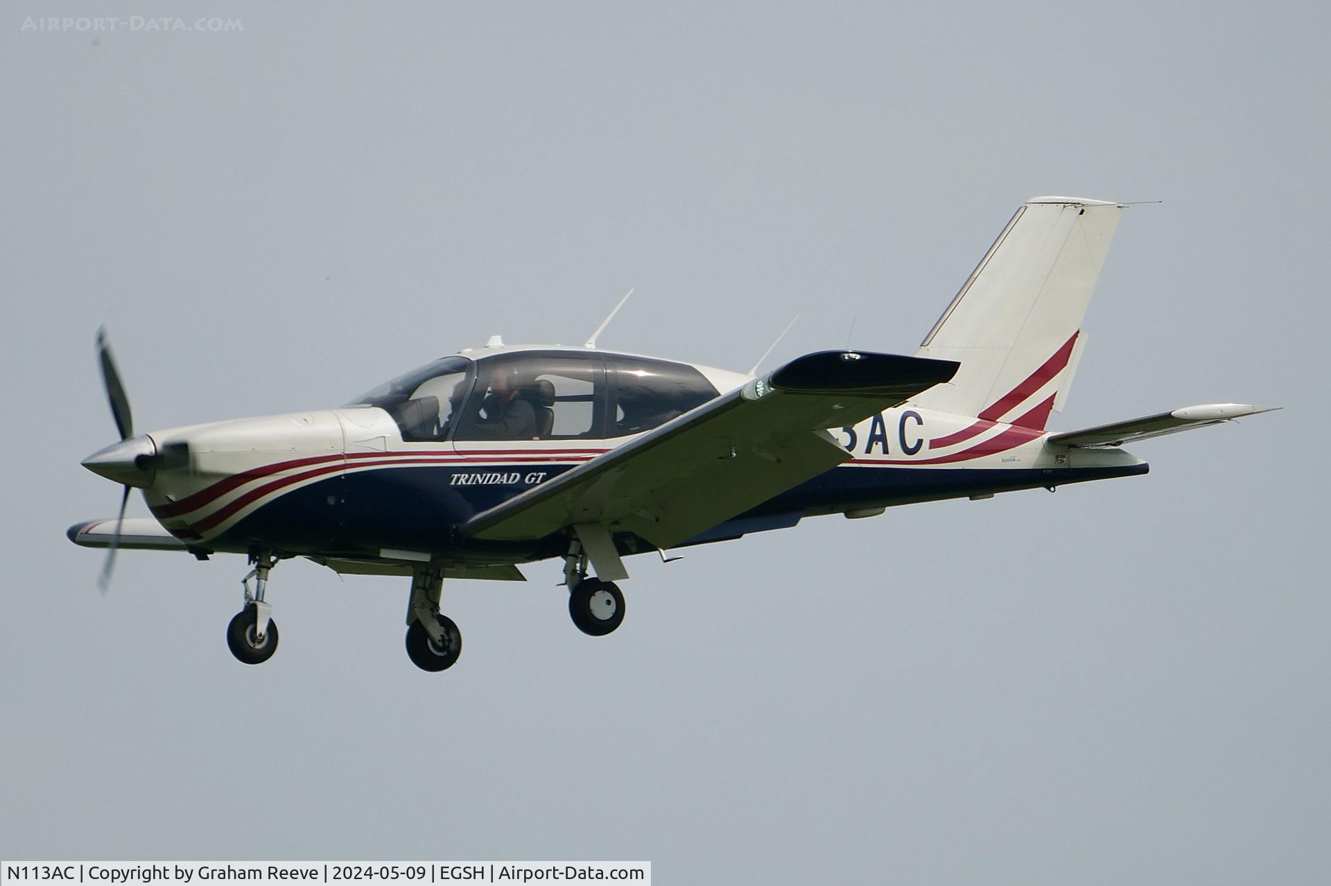 N113AC, 2002 Socata TB-20 Trinidad C/N 2121, Landing at Norwich.
