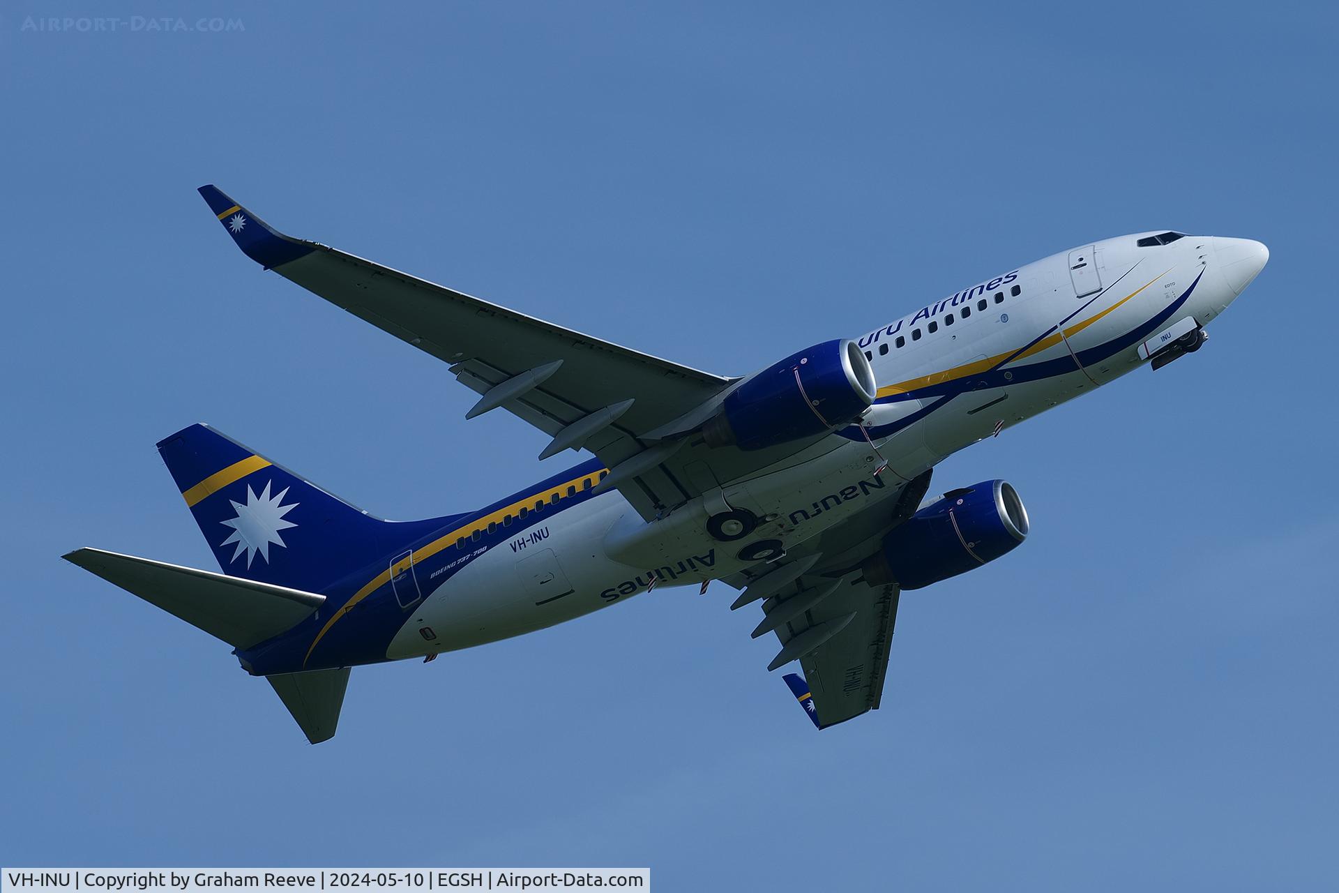 VH-INU, 2006 Boeing 737-79L(WL) C/N 34538, Departing from Norwich.