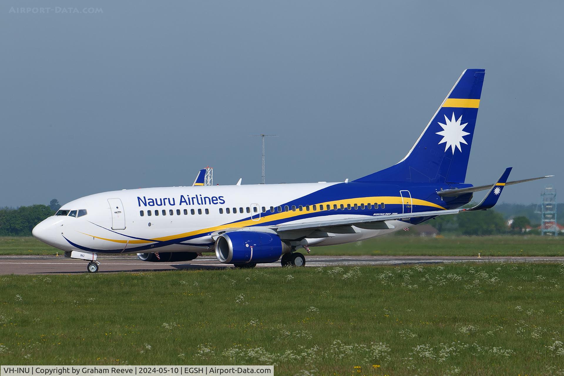 VH-INU, 2006 Boeing 737-79L(WL) C/N 34538, Just landed at Norwich.