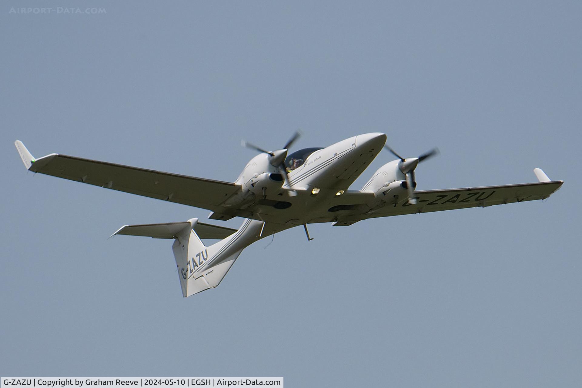G-ZAZU, 2006 Diamond DA-42 Twin Star C/N 42.187, Departing from Norwich.