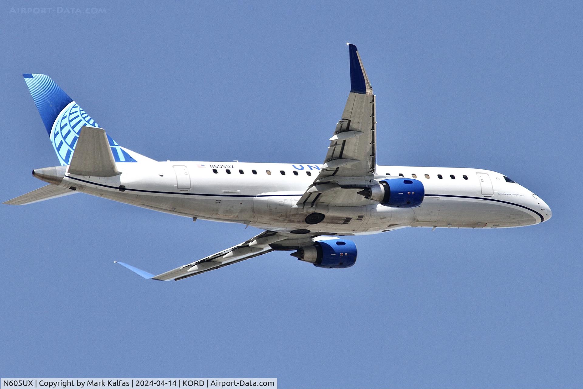 N605UX, 2019 Embraer 175LR (ERJ-170-200LR) C/N 17000802, E75L SkyWest United Express Embraer 175LR N605UX SKW4766 ORD-CVG departing 10C KORD